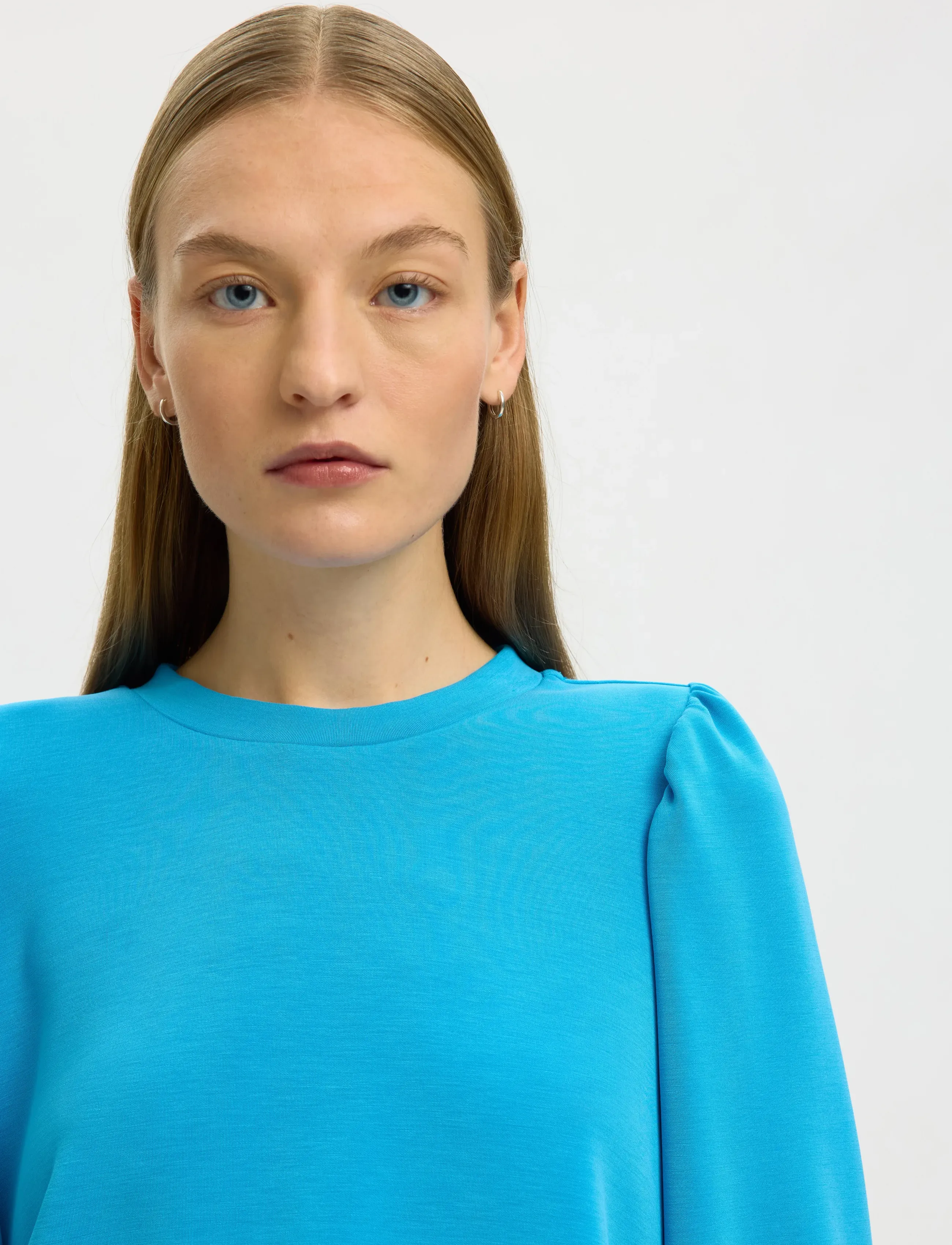 Selected - SLWTENNY 3/4 SWEAT TOP NOOS - langærmede toppe - malibu blue - 5