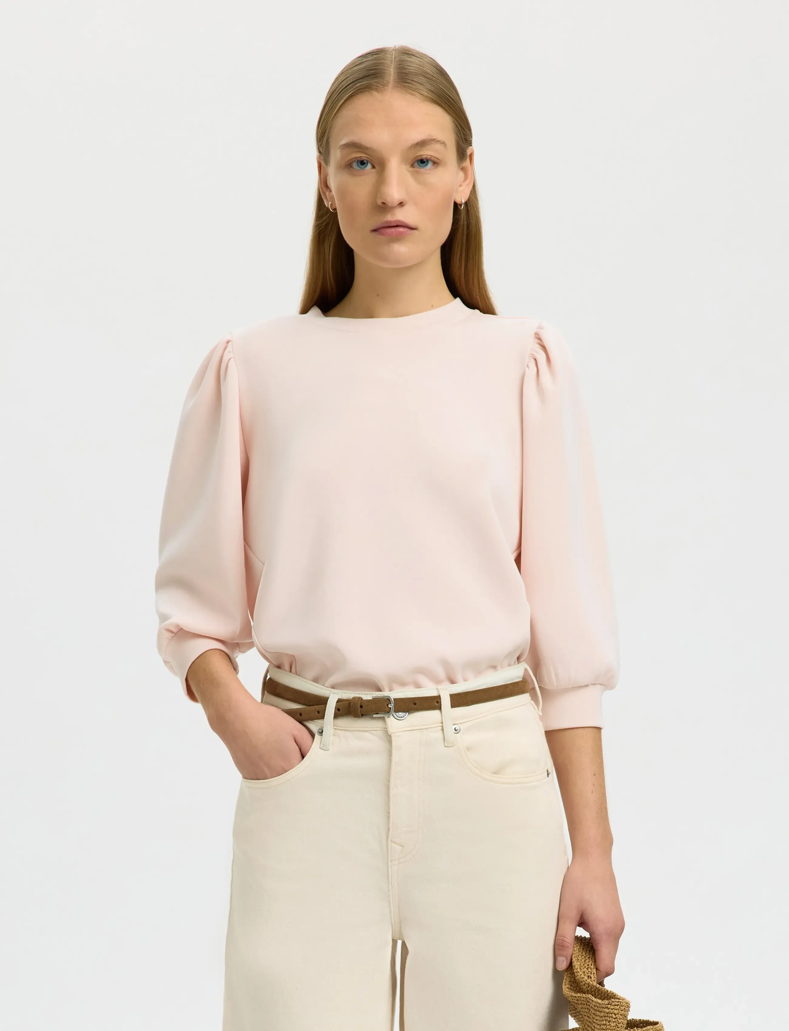 Selected SLFTENNY 3/4 SWEAT TOP NOOS - Långärmade toppar - PALE DOGWOOD / pink/rose