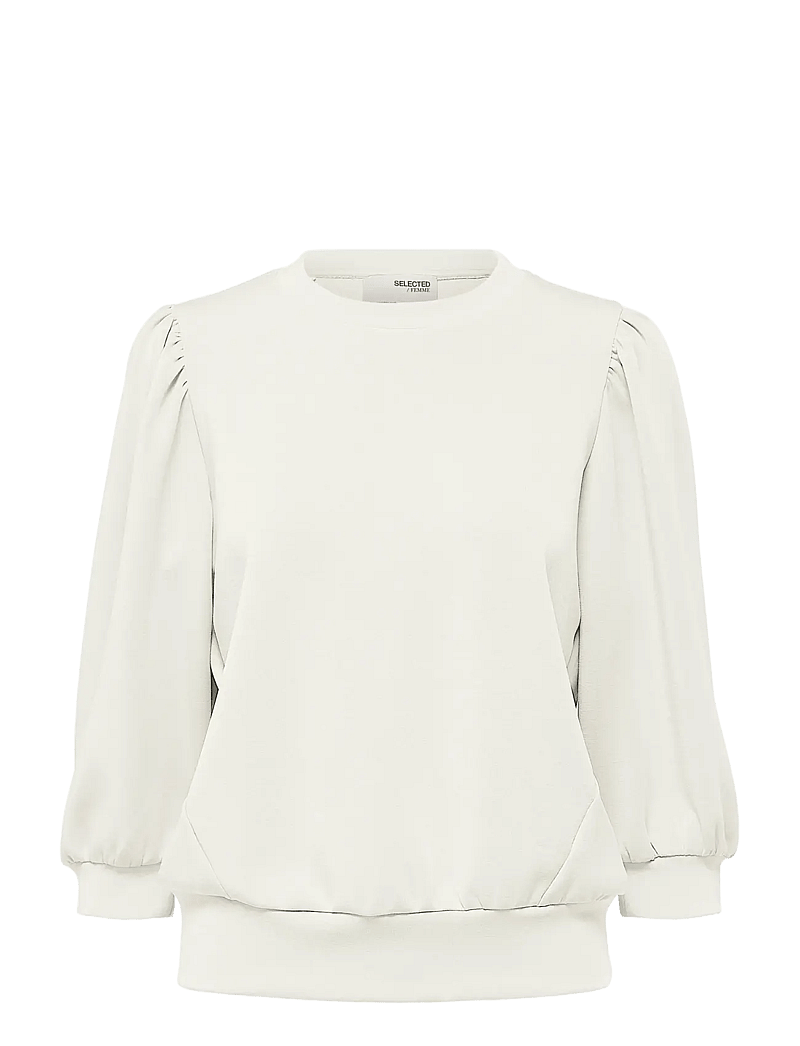 Selected - SLFTENNY 3/4 SWEAT TOP NOOS - dressipluusid - snow white - 1