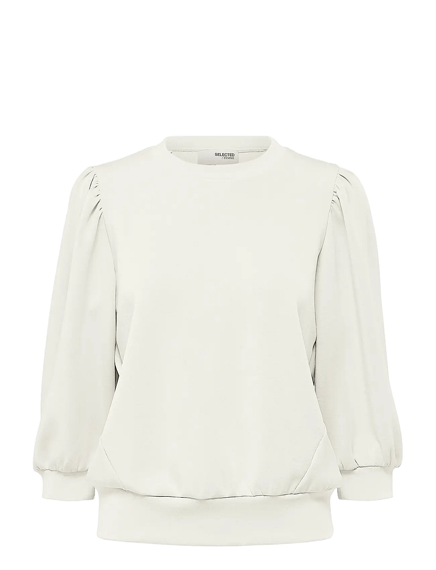 Selected - SLWTENNY 3/4 SWEAT TOP NOOS - langärmlige tops - snow white - 1