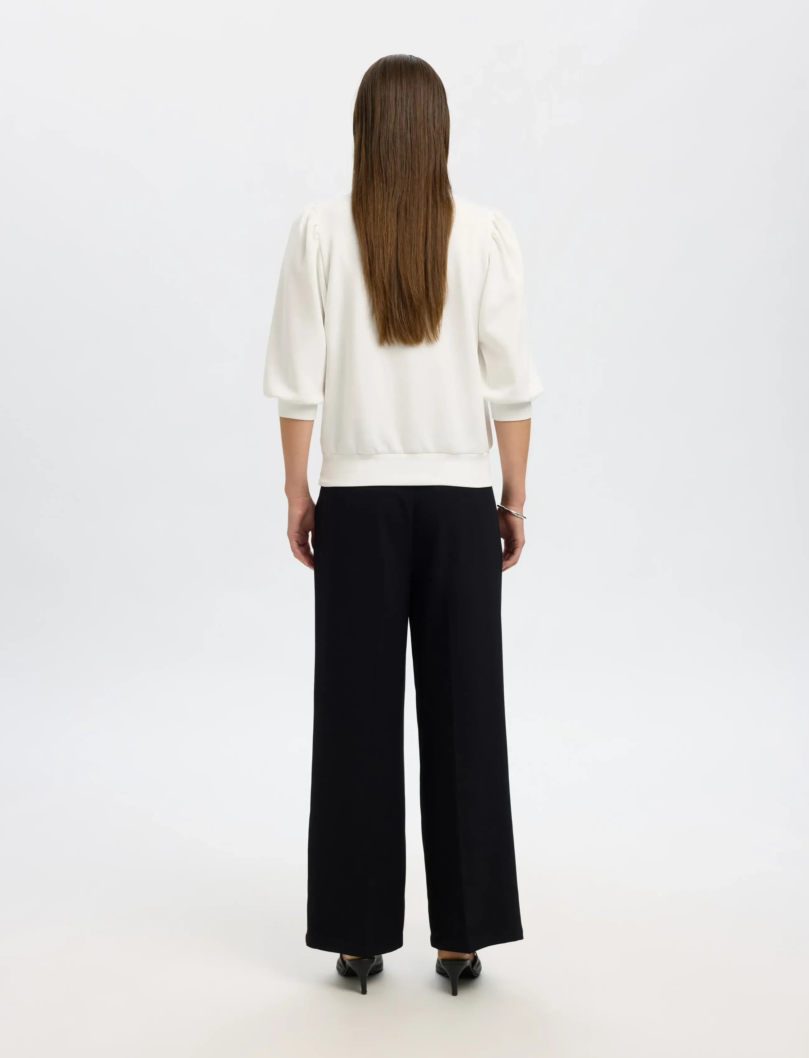 Selected - SLWTENNY 3/4 SWEAT TOP NOOS - langærmede toppe - snow white - 2