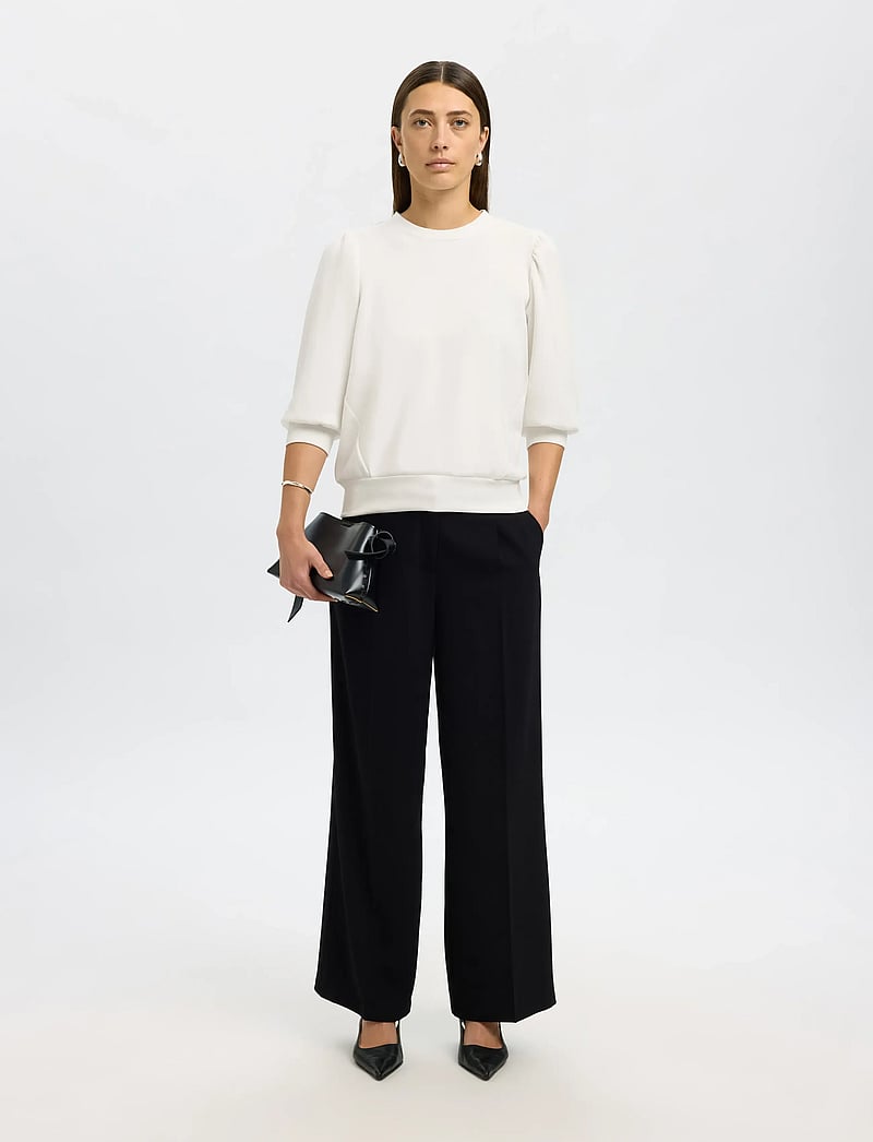 Selected - SLFTENNY 3/4 SWEAT TOP NOOS - dressipluusid - snow white - 3