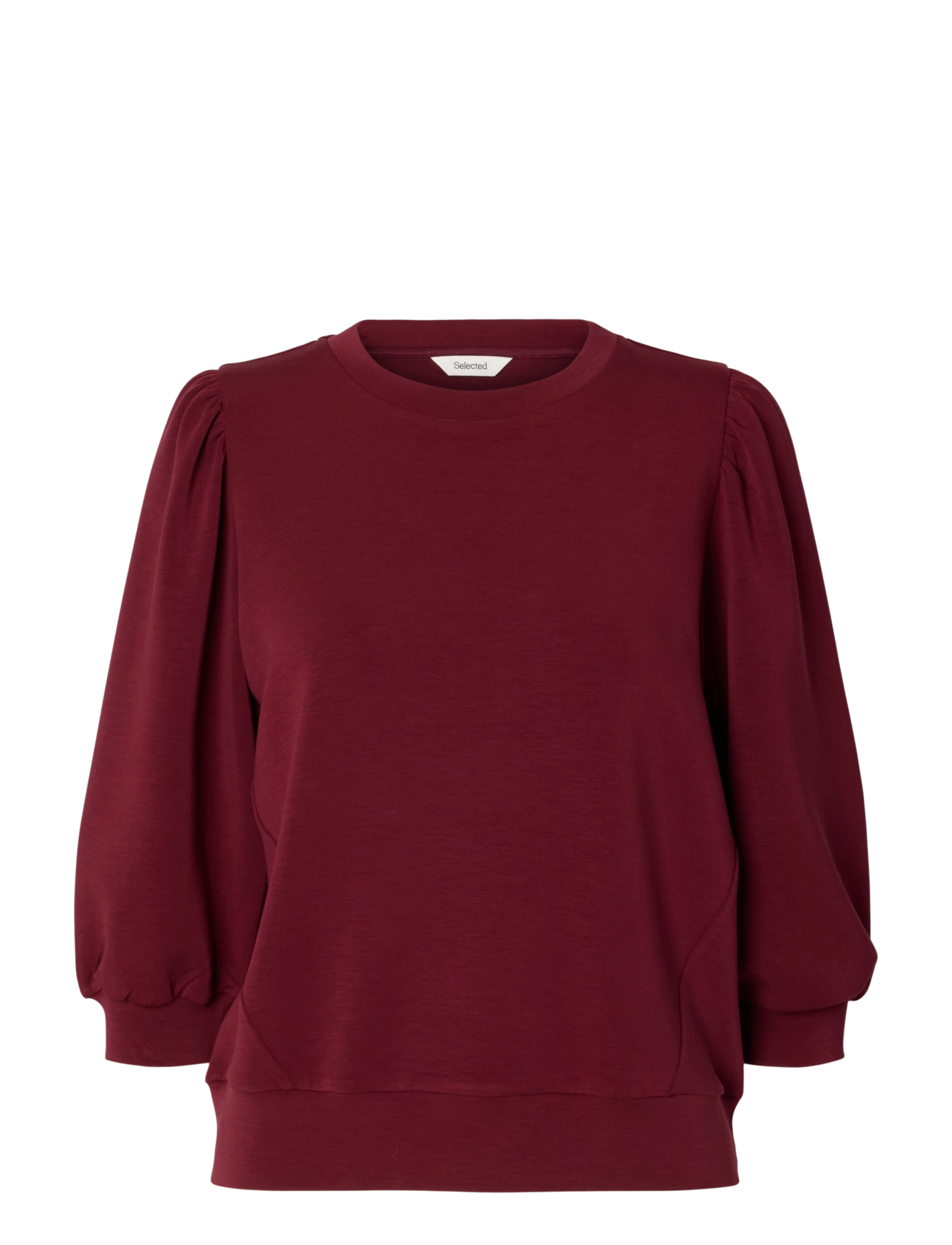 Selected SLWTENNY 3/4 SWEAT TOP NOOS - T-shirts & Toppe - TAWNY PORT / burgundy