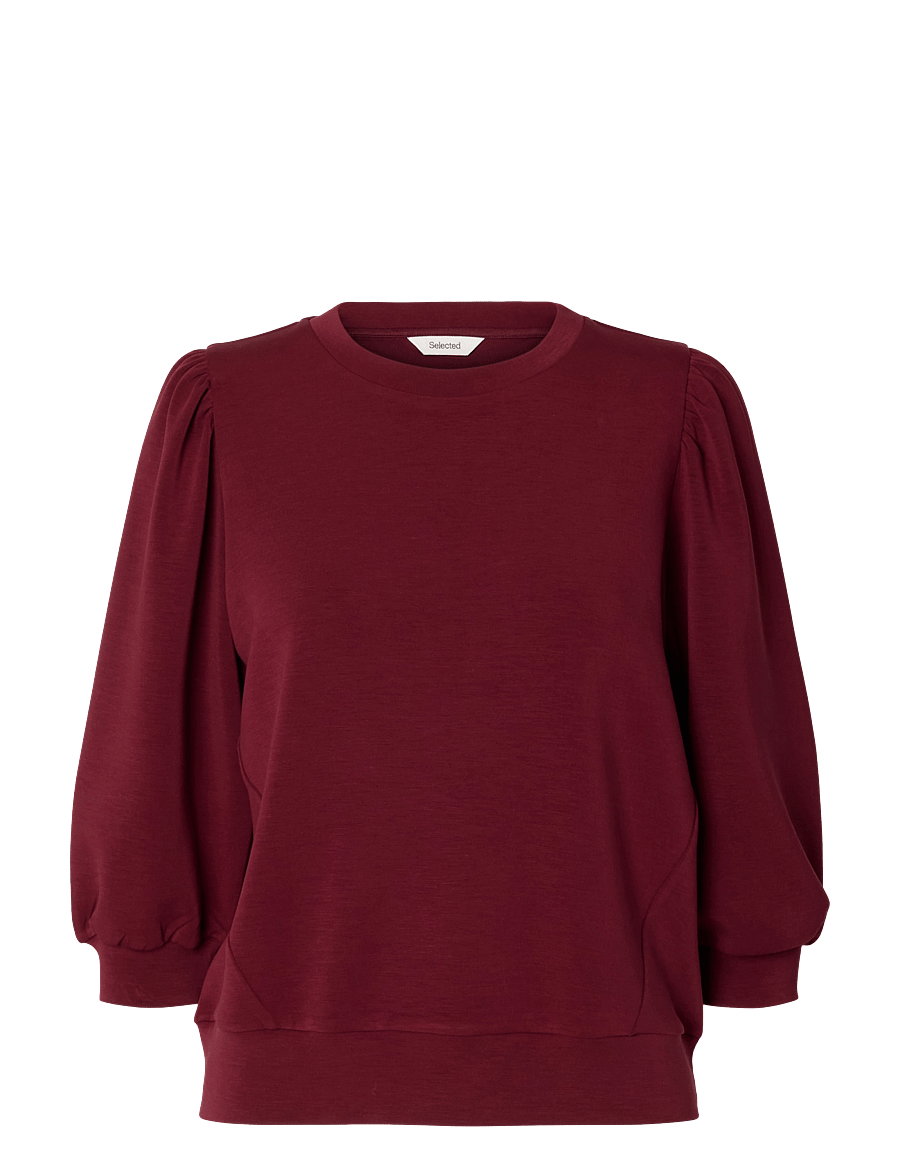 Selected - SLWTENNY 3/4 SWEAT TOP NOOS - langärmlige tops - tawny port - 1
