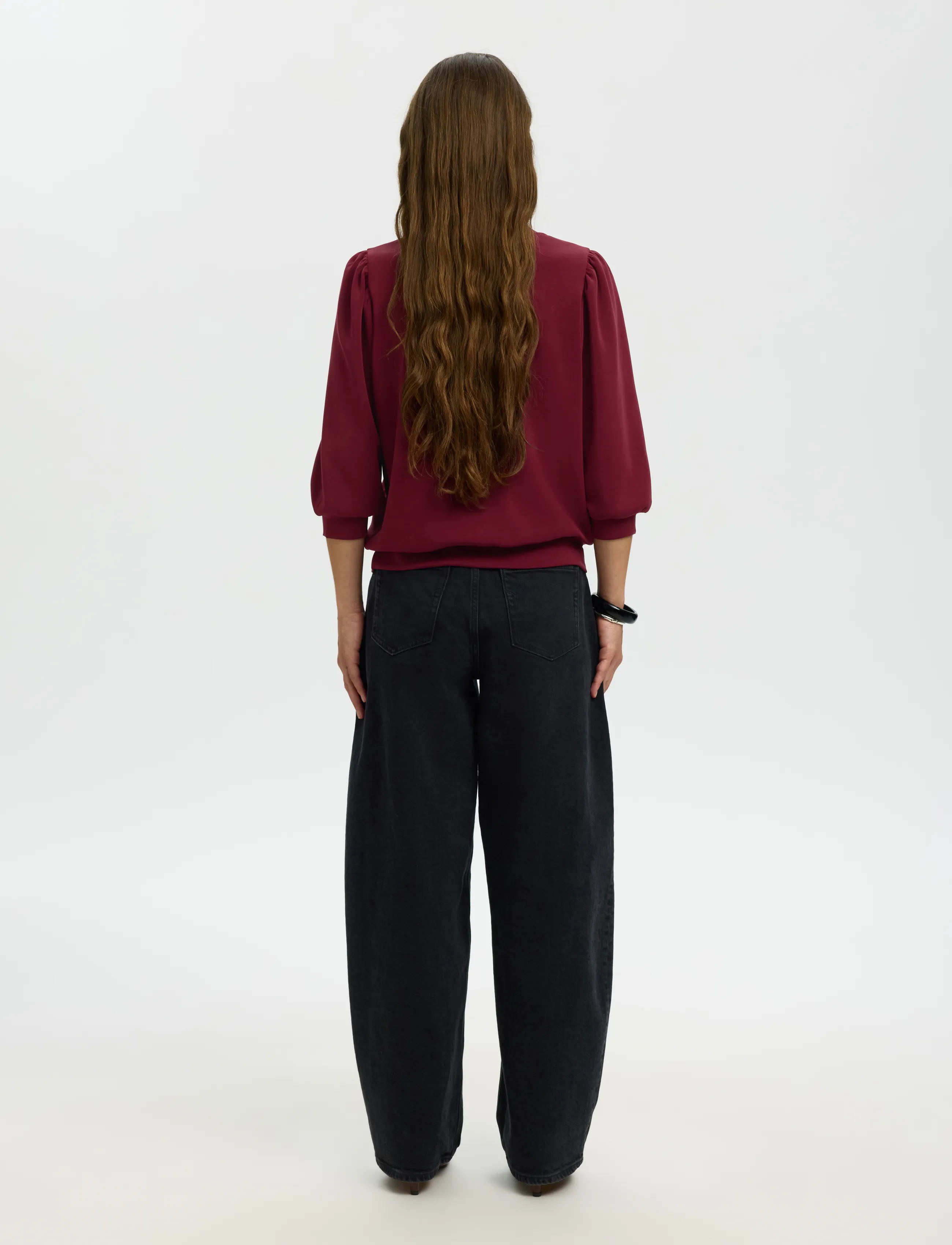 Selected - SLWTENNY 3/4 SWEAT TOP NOOS - langærmede toppe - tawny port - 2