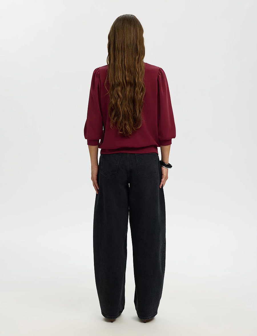 Selected - SLWTENNY 3/4 SWEAT TOP NOOS - langärmlige tops - tawny port - 2
