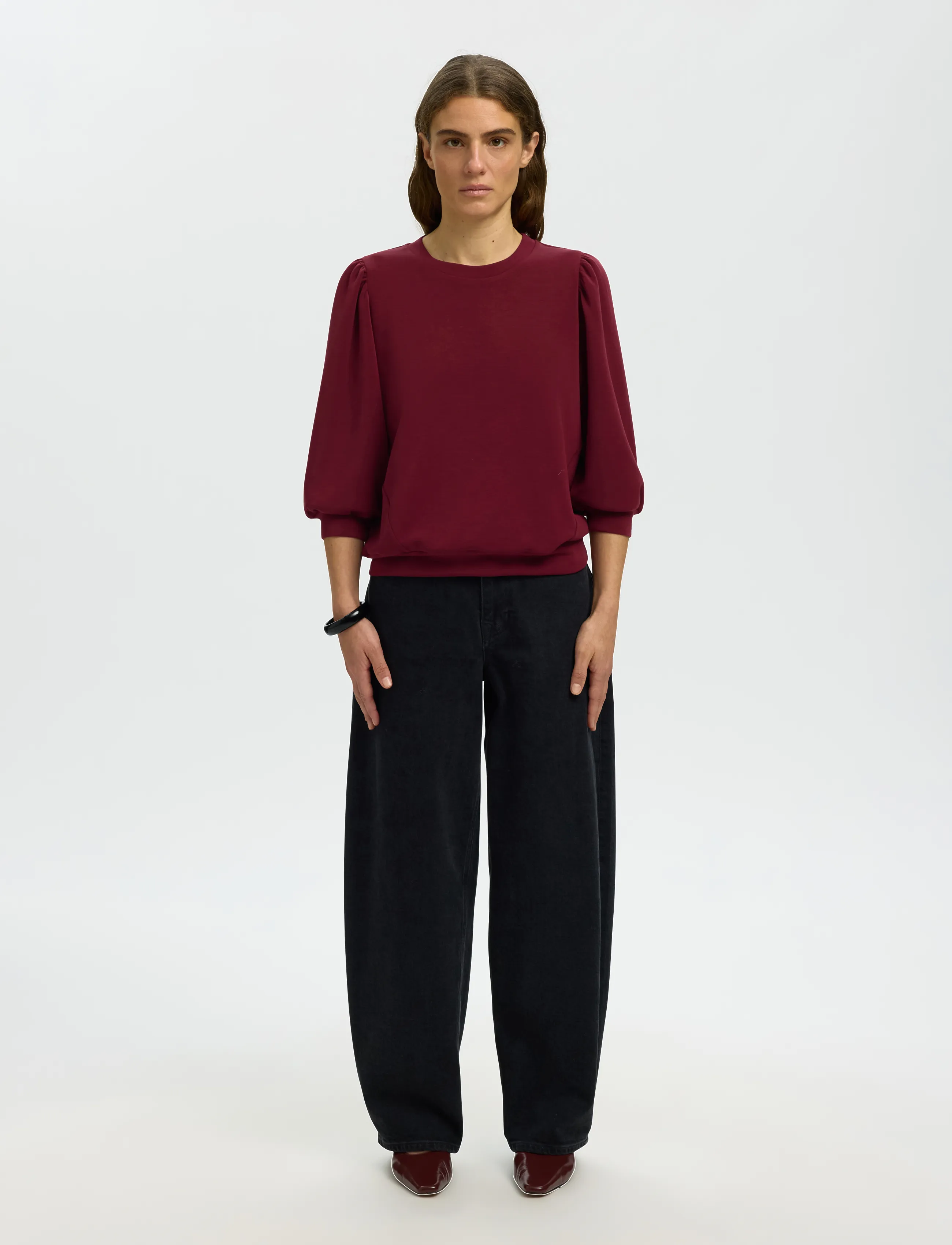 Selected - SLWTENNY 3/4 SWEAT TOP NOOS - langærmede toppe - tawny port - 3