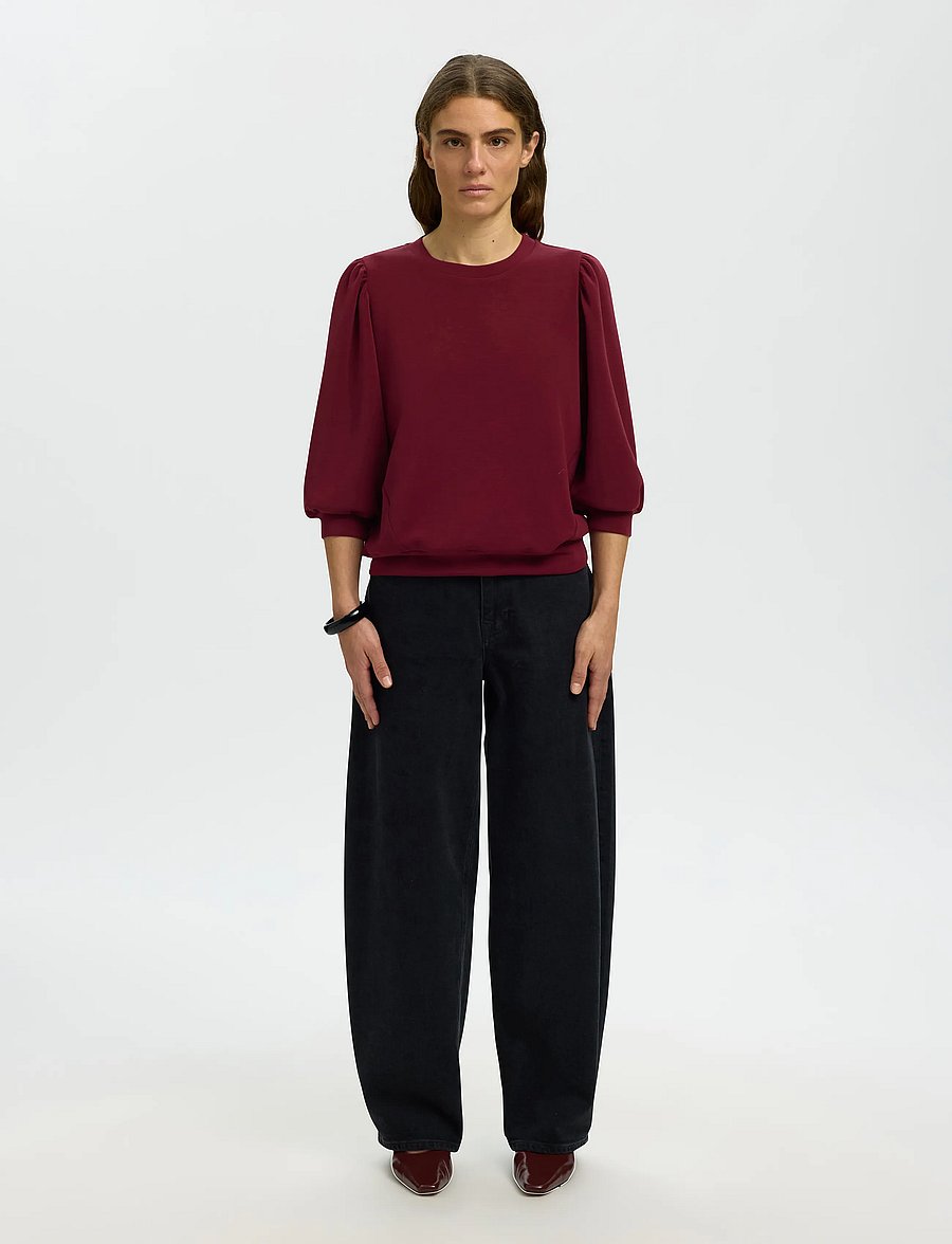 Selected - SLWTENNY 3/4 SWEAT TOP NOOS - langärmlige tops - tawny port - 3