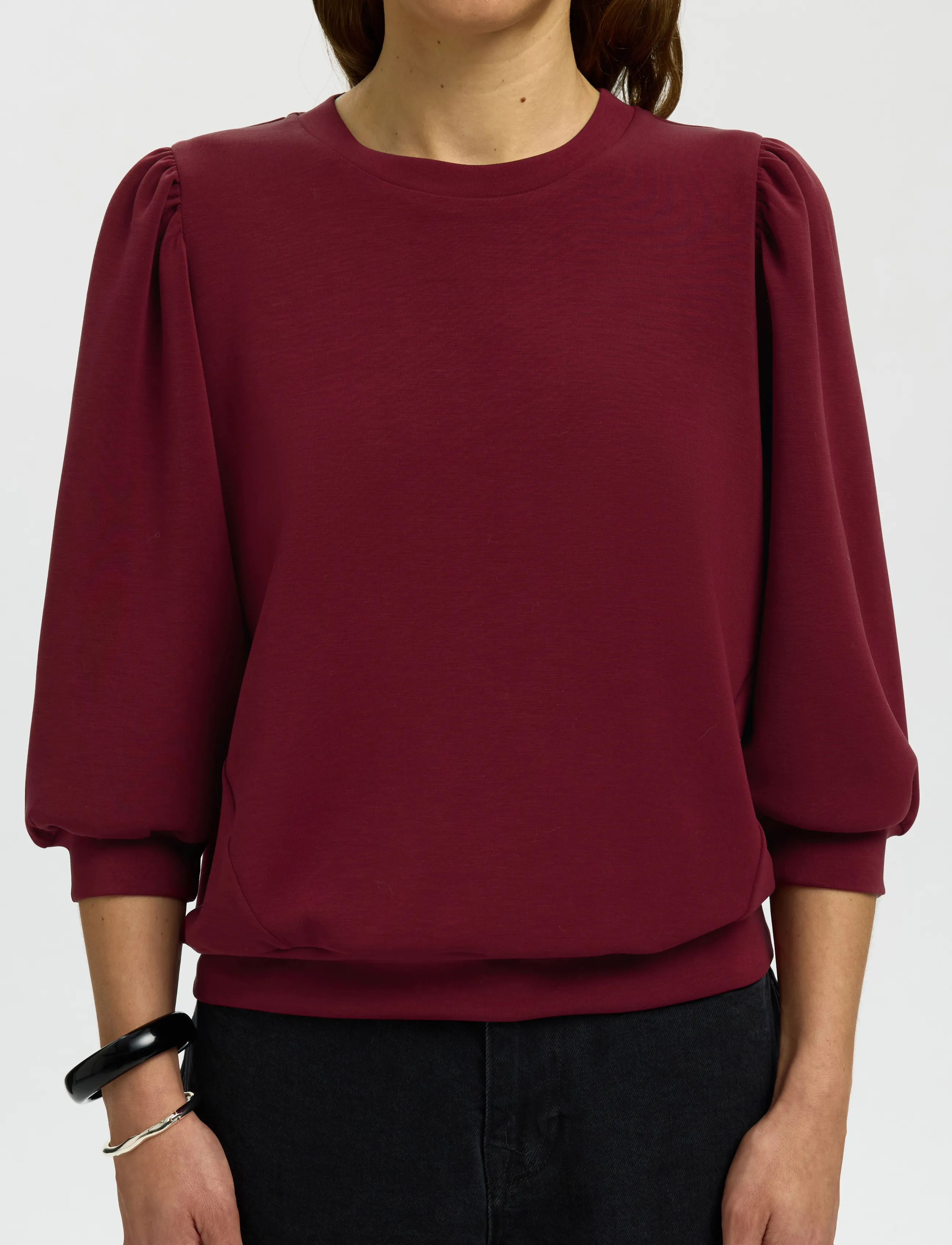 Selected - SLWTENNY 3/4 SWEAT TOP NOOS - langærmede toppe - tawny port - 4