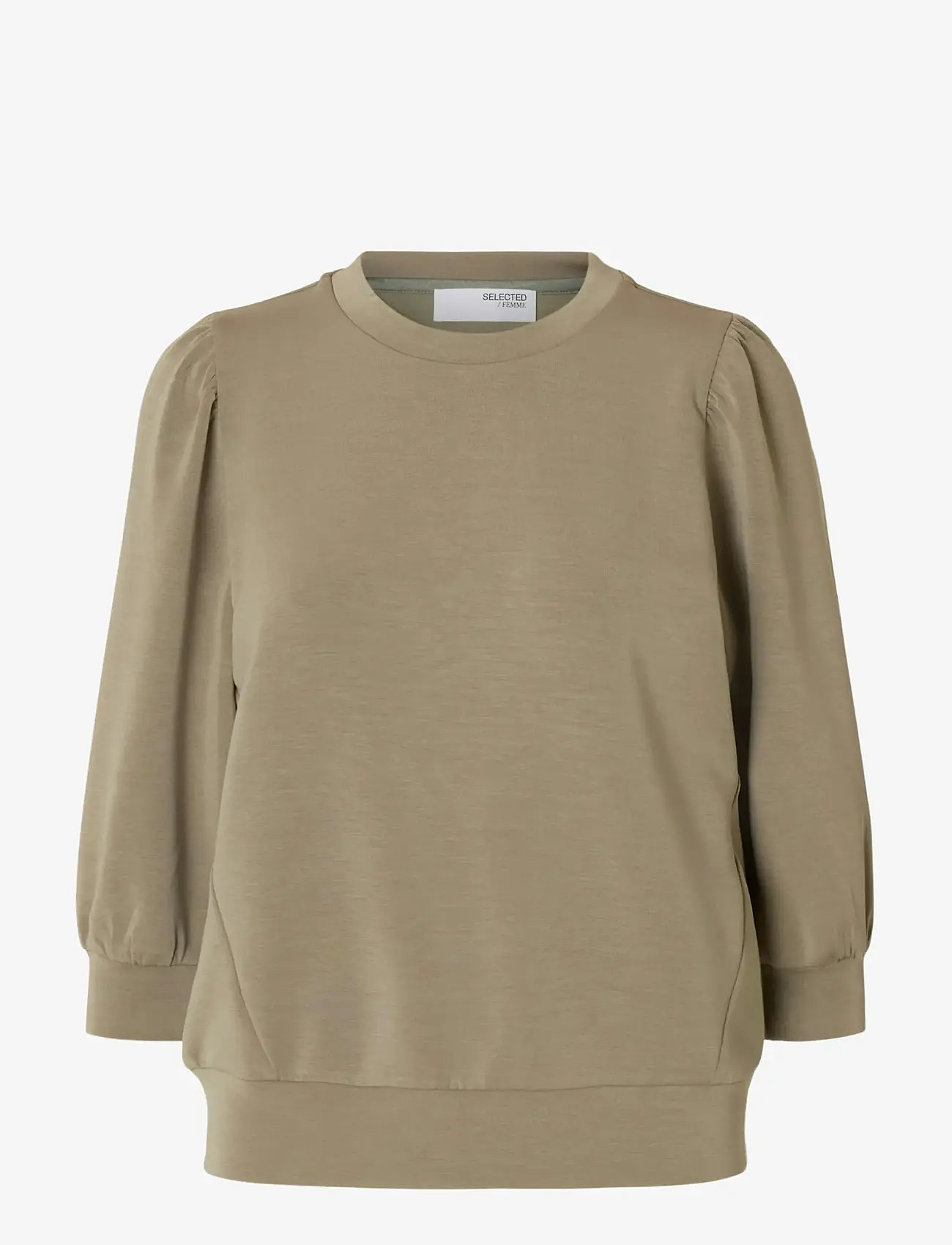 Selected - SLWTENNY 3/4 SWEAT TOP NOOS - langärmlige tops - vetiver - 1