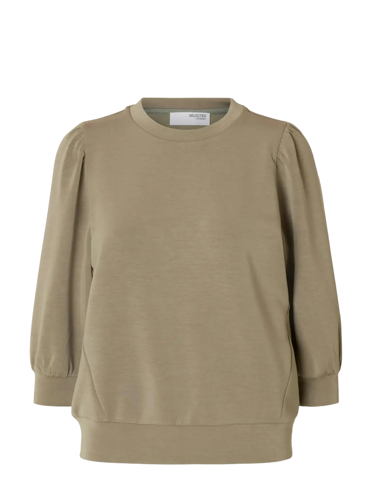 Selected SLFTENNY 3/4 SWEAT TOP NOOS - Tøj - VETIVER / khaki/green