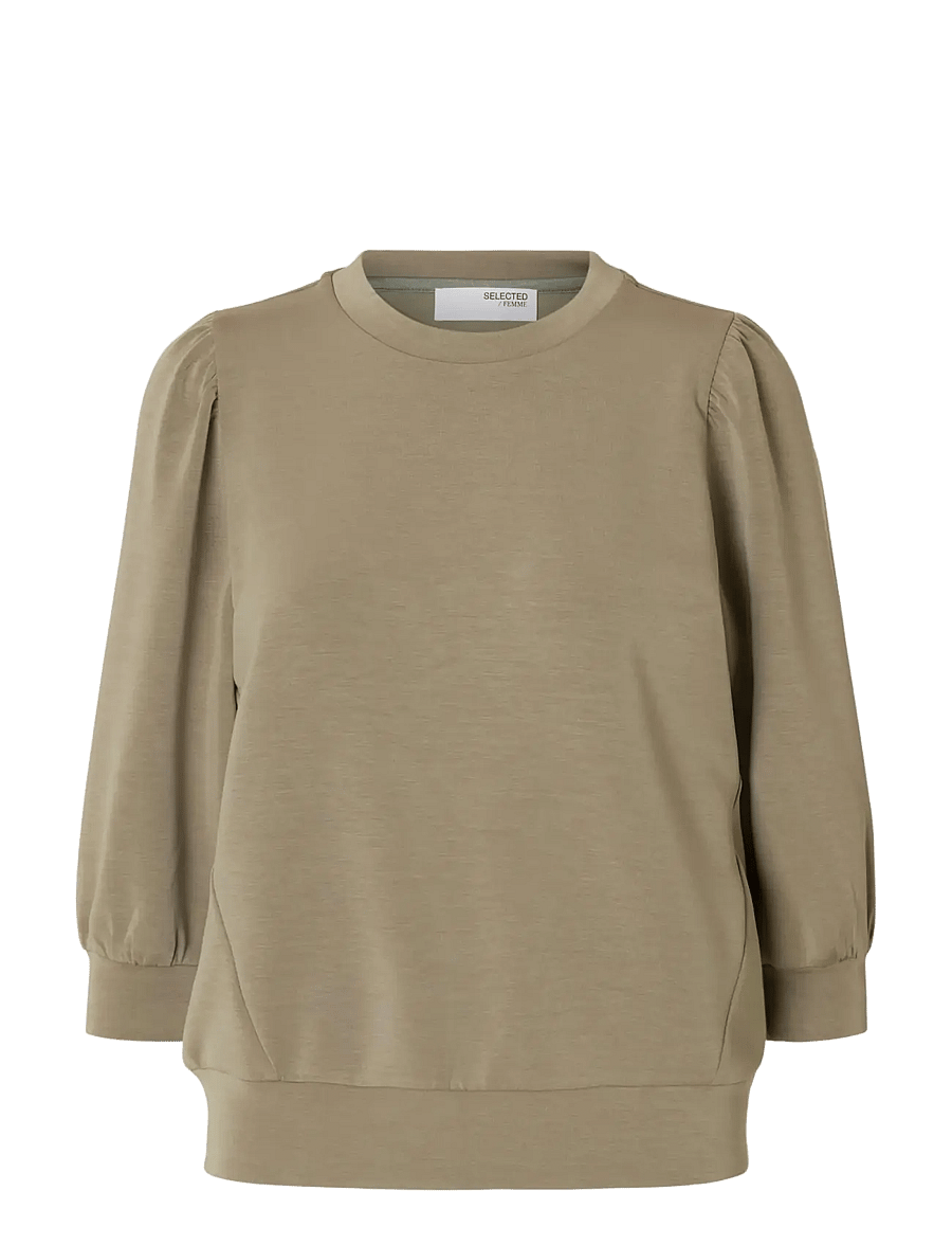 Selected - SLWTENNY 3/4 SWEAT TOP NOOS - långärmade toppar - vetiver - 1