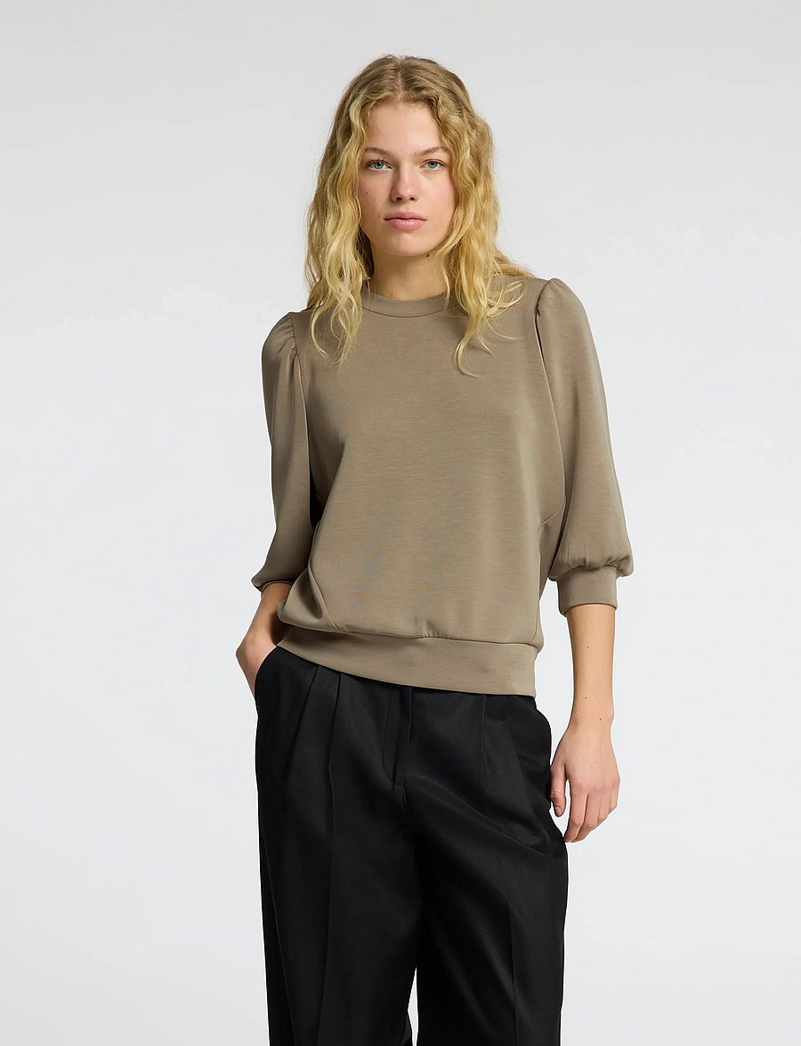 Selected - SLWTENNY 3/4 SWEAT TOP NOOS - långärmade toppar - vetiver - 0