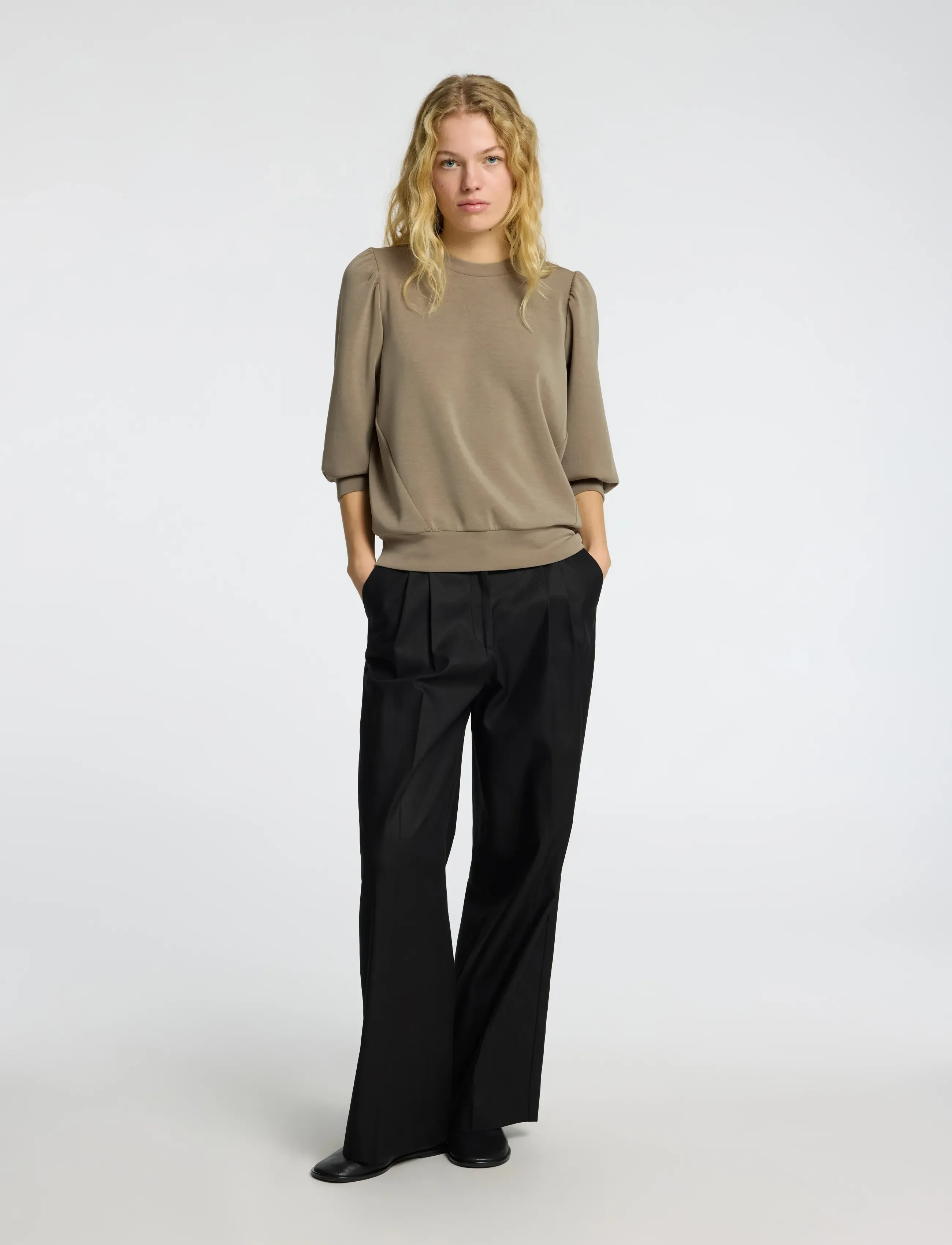 Selected - SLWTENNY 3/4 SWEAT TOP NOOS - langærmede toppe - vetiver - 3