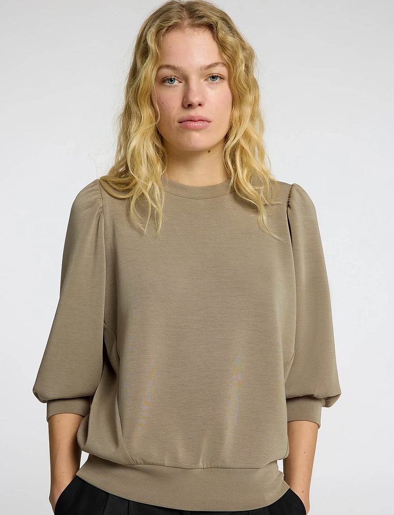 Selected - SLFTENNY 3/4 SWEAT TOP NOOS - langärmlige tops - vetiver - 5