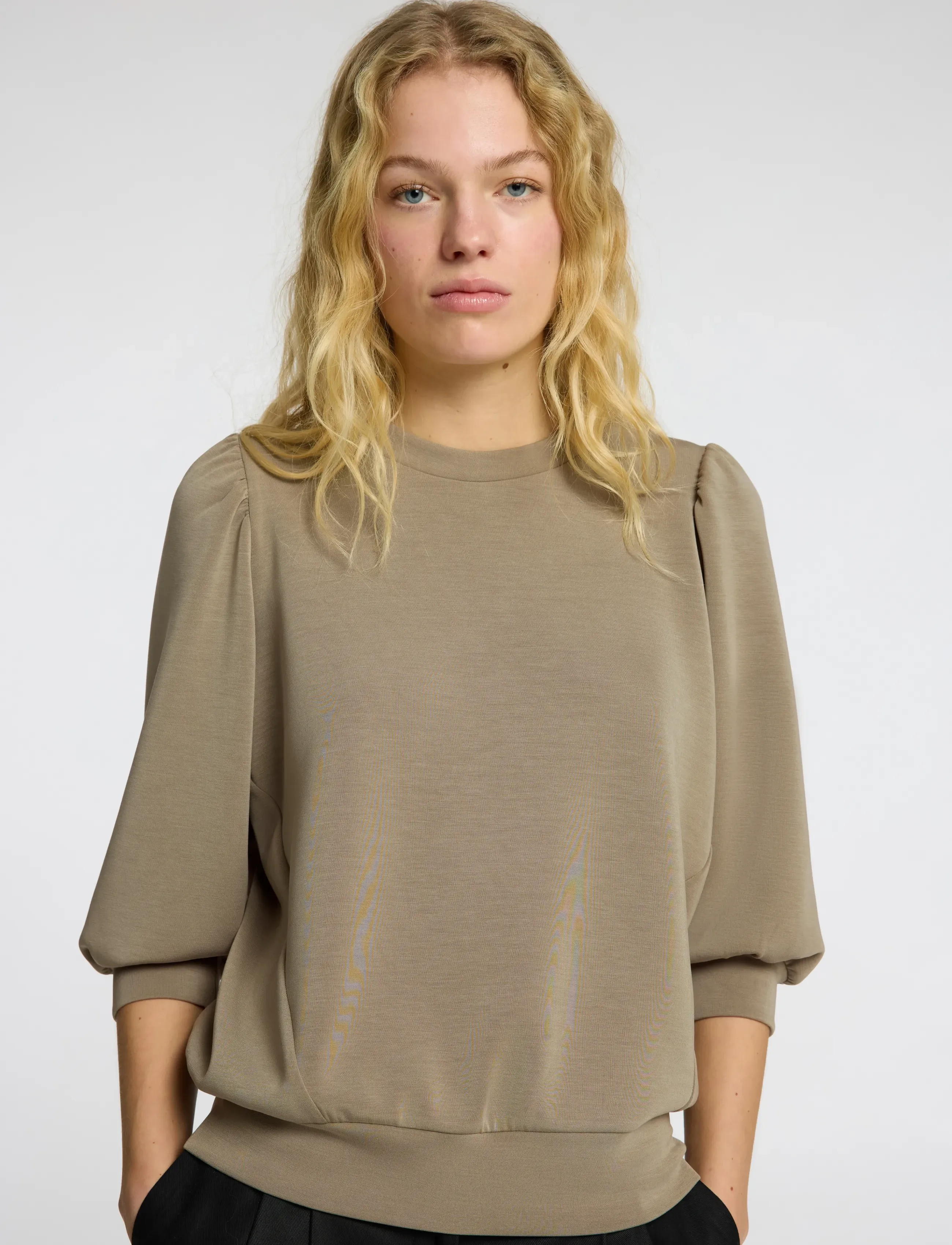 Selected - SLWTENNY 3/4 SWEAT TOP NOOS - langærmede toppe - vetiver - 5