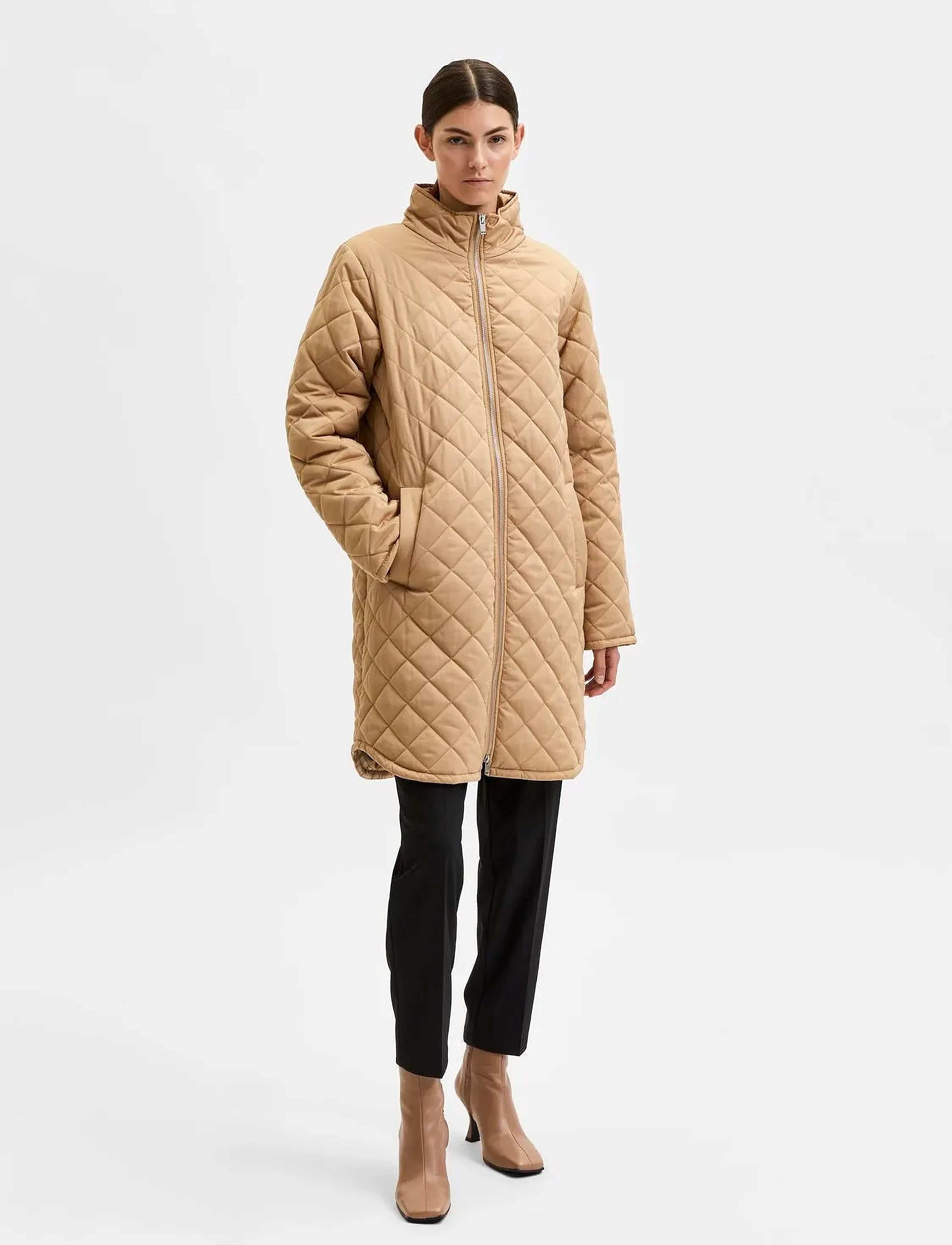 Selected - SLFFILLY QUILTED COAT - tannin - 4