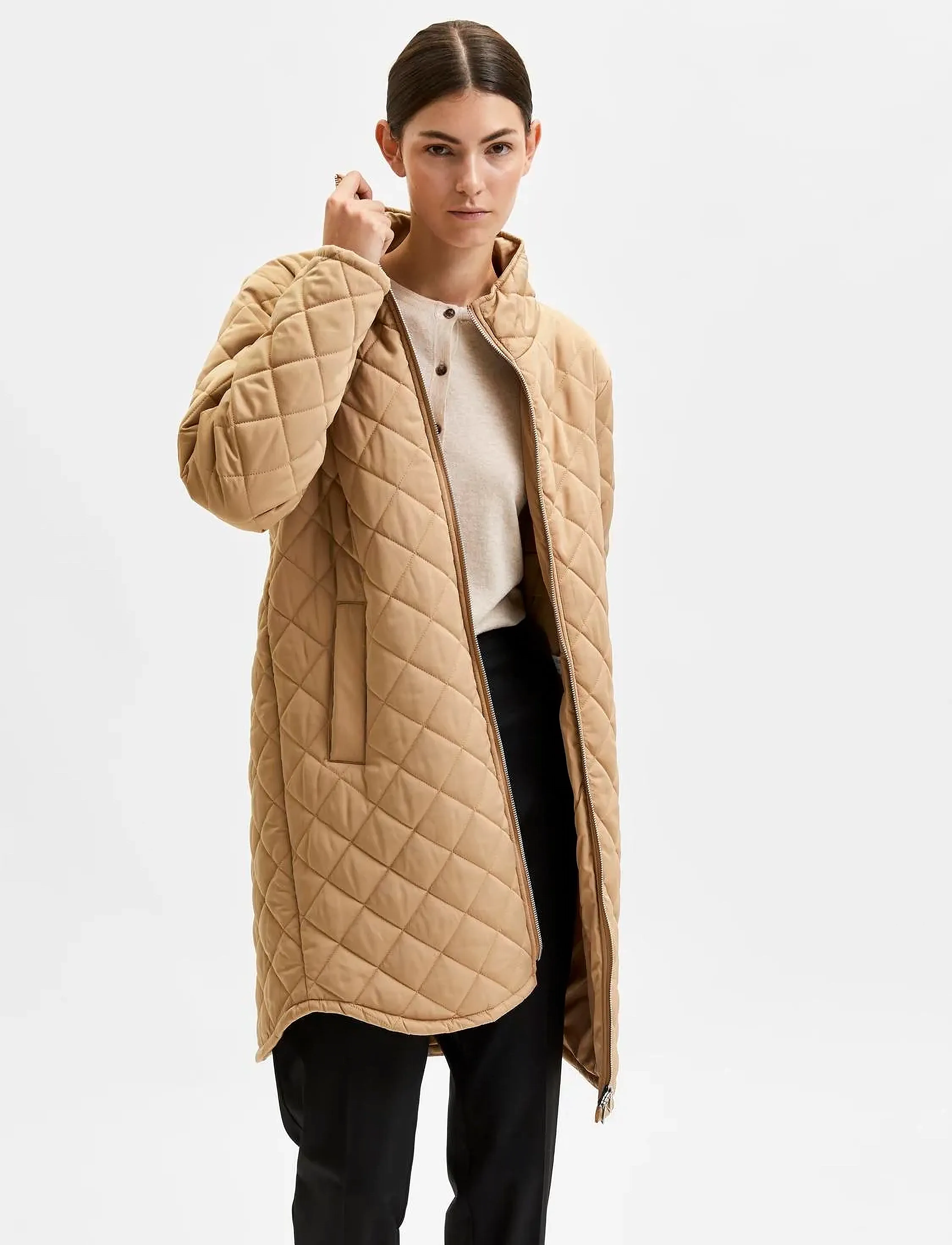 Selected - SLFFILLY QUILTED COAT - tannin - 5