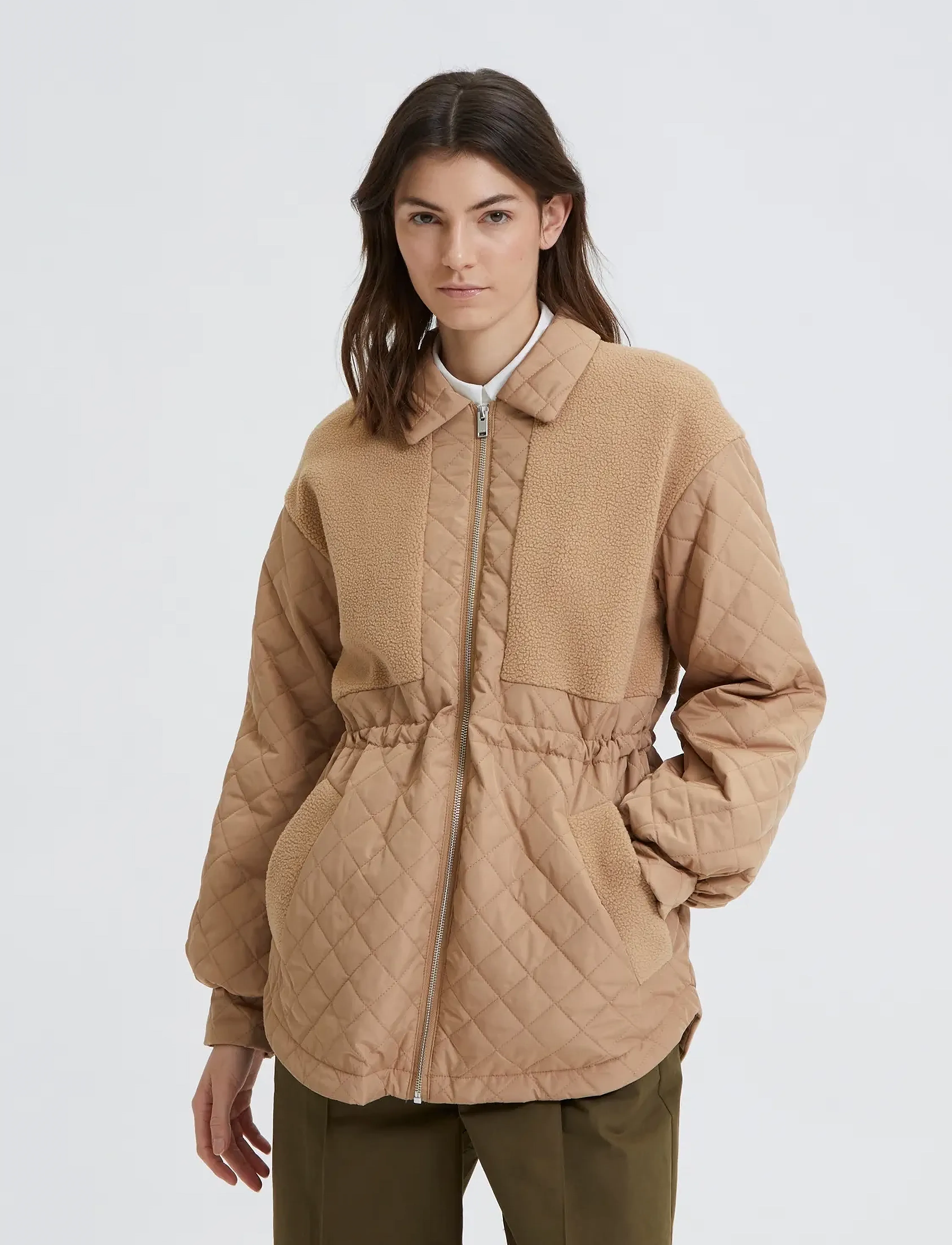 Selected SLFNORMA QUILTED TEDDY JACKET W - Collecties - TANNIN / brown