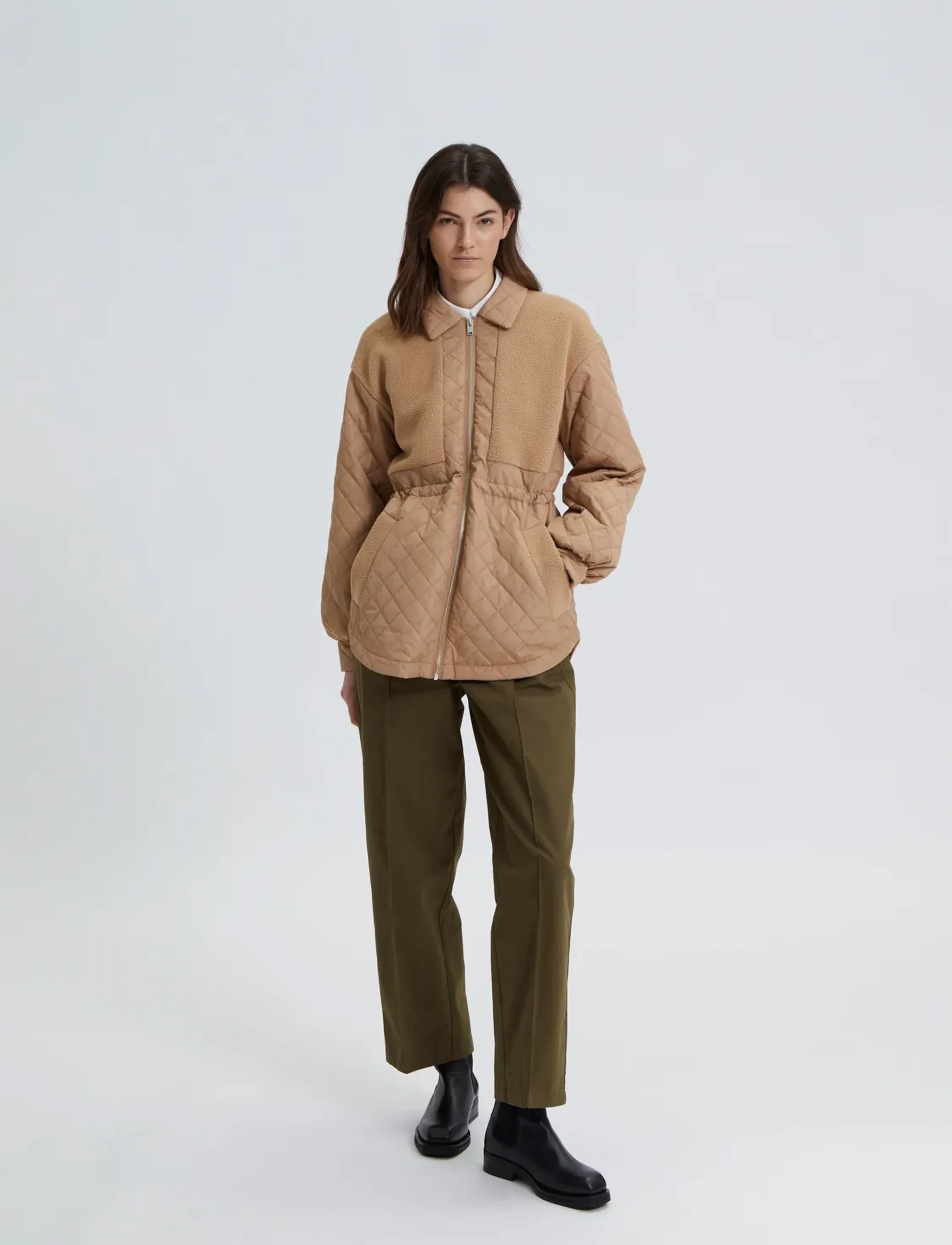 Selected - SLFNORMA QUILTED TEDDY JACKET W - overtøj - tannin - 4