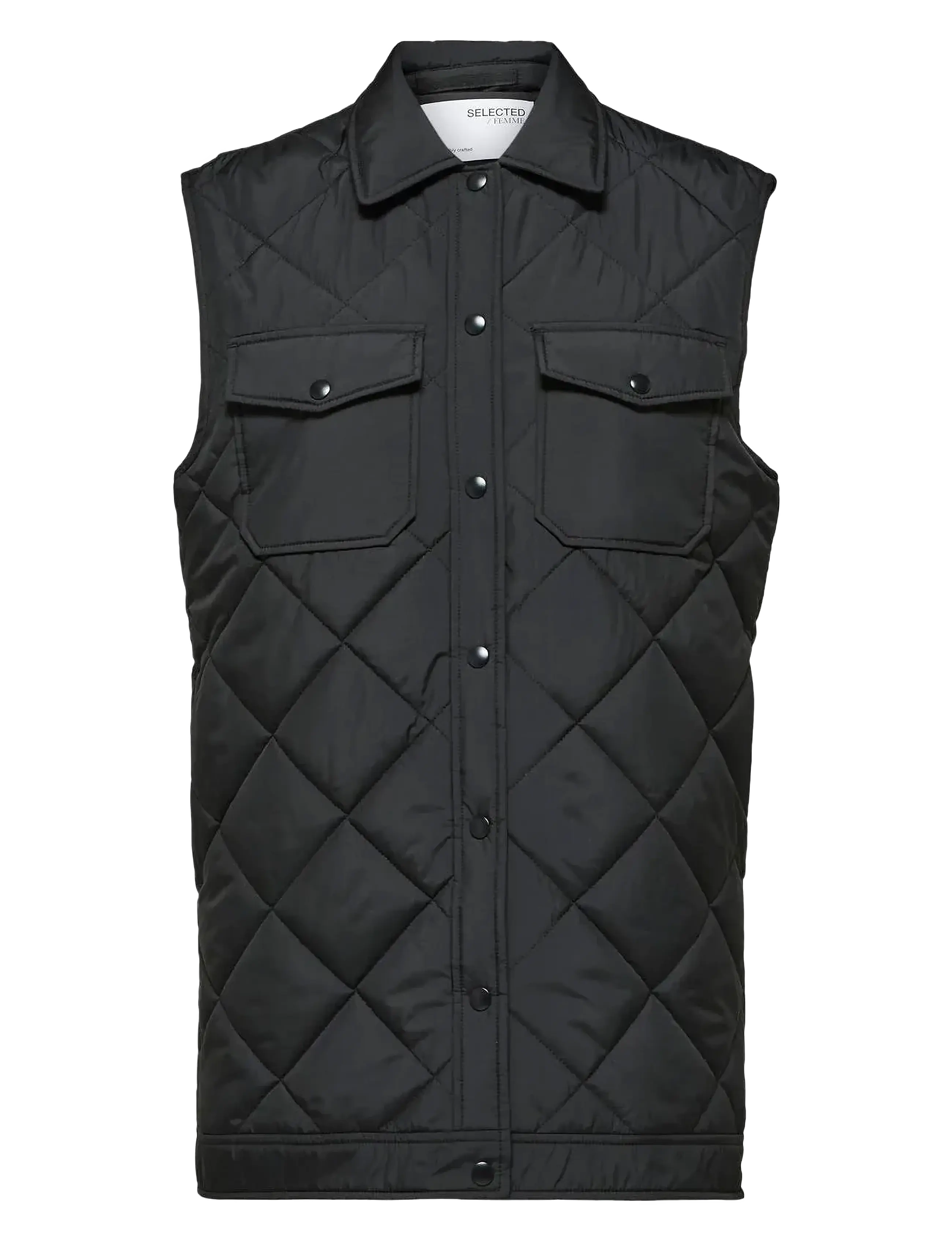 Selected SLFTINNA LONG QUILTED VEST - Selected - BLACK / black