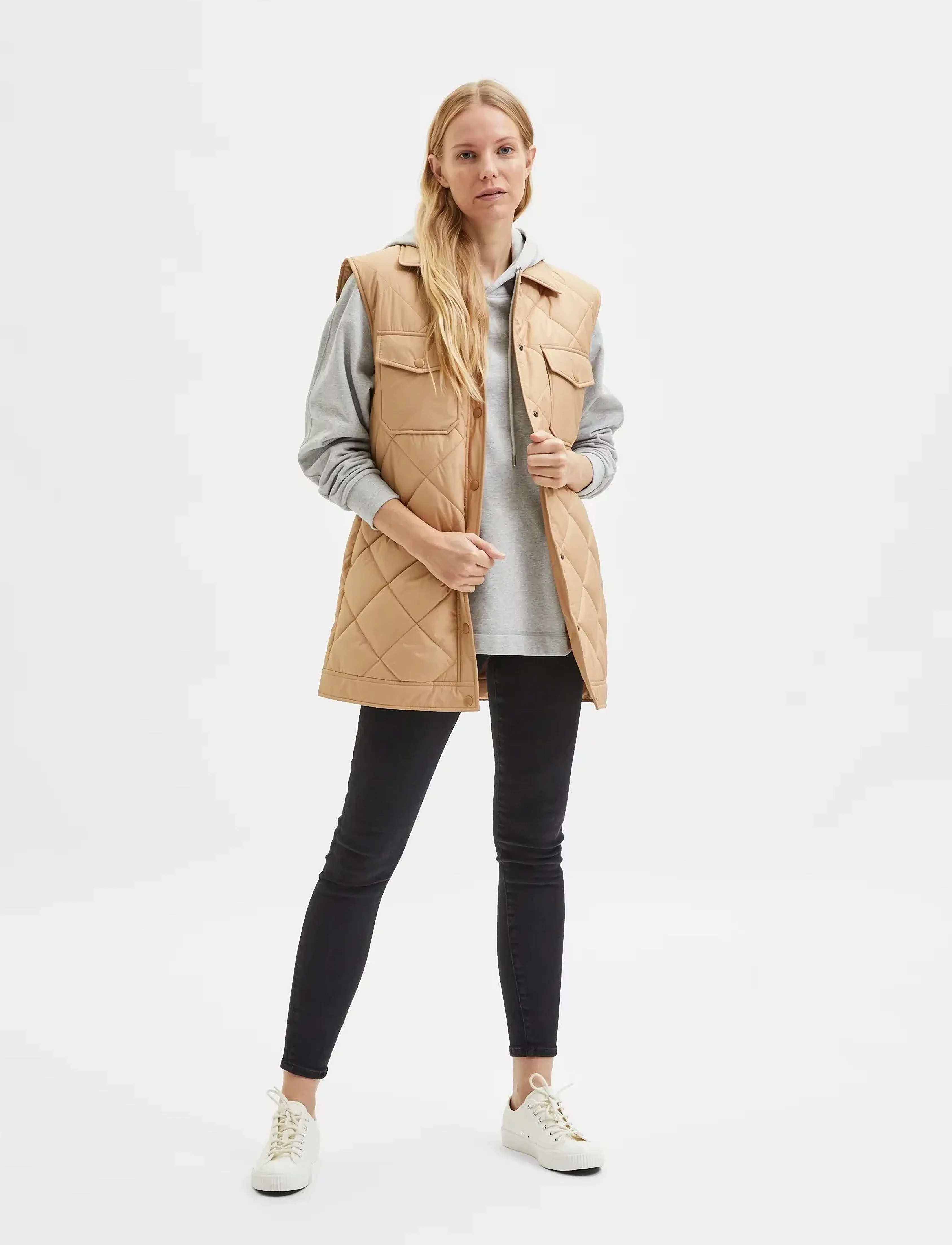 Selected - SLFTINNA LONG QUILTED VEST - gefütterte westen - tannin - 4