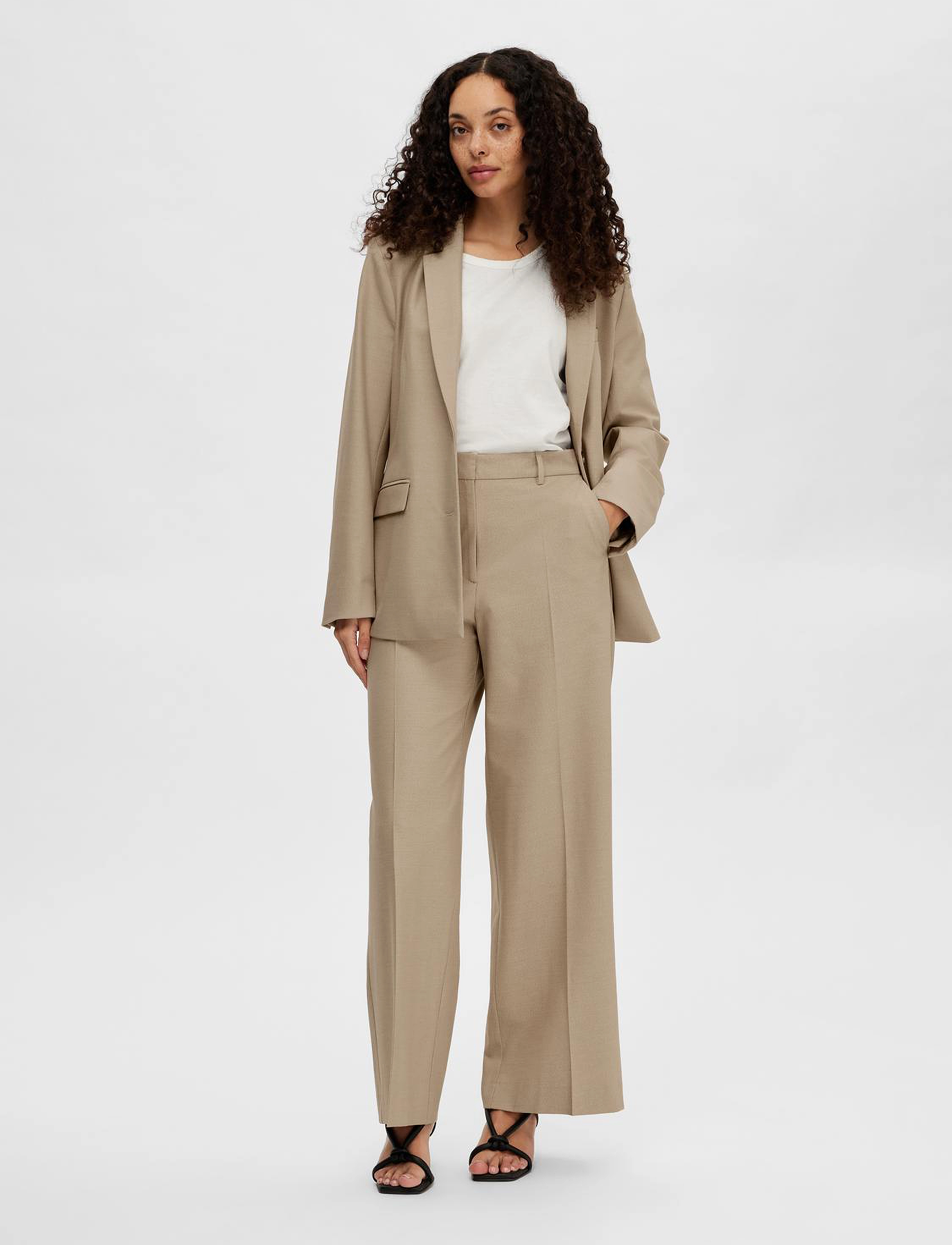 Selected - SLFELIANA HW WIDE PANT B - nomad - 4