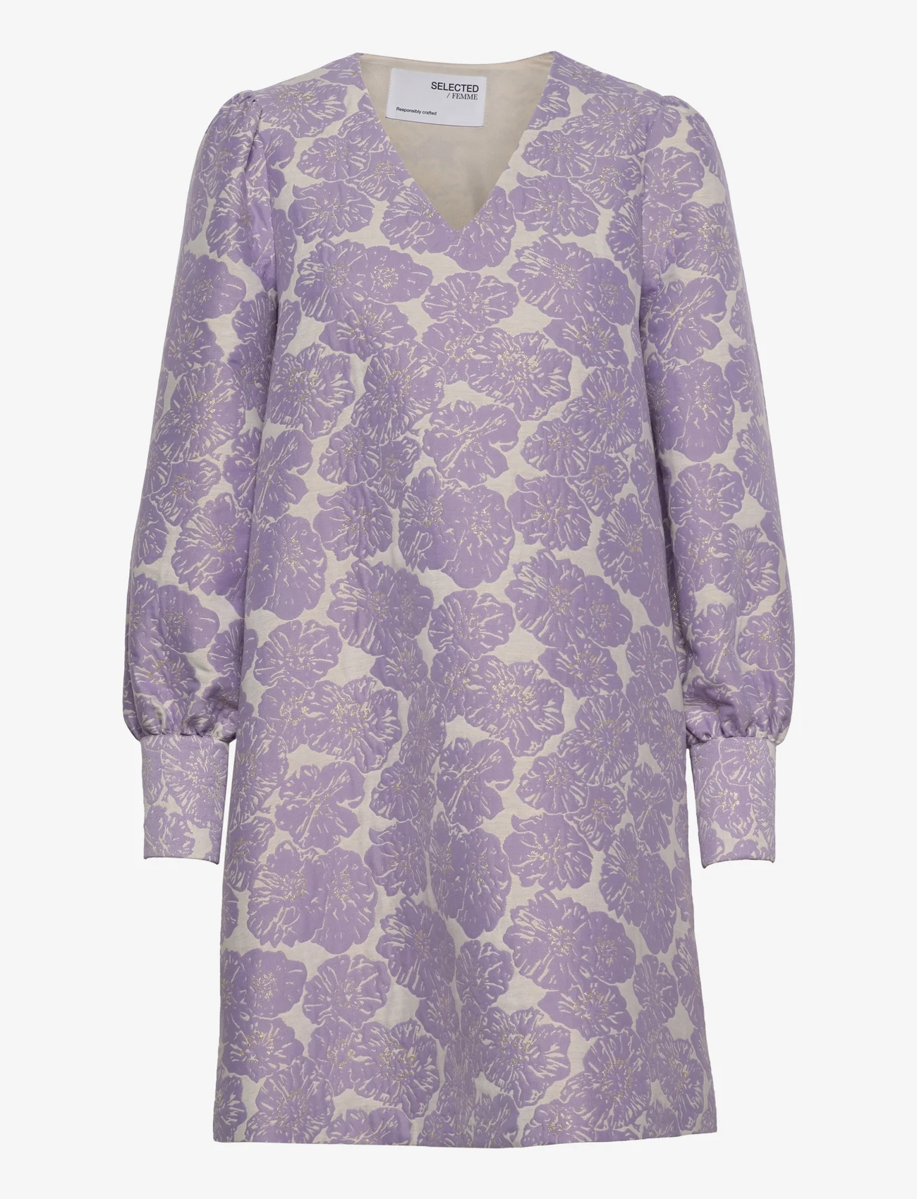 Selected Femme - SLFKIRSTEEN LS SHORT DRESS B - korta klänningar - violet tulip - 0