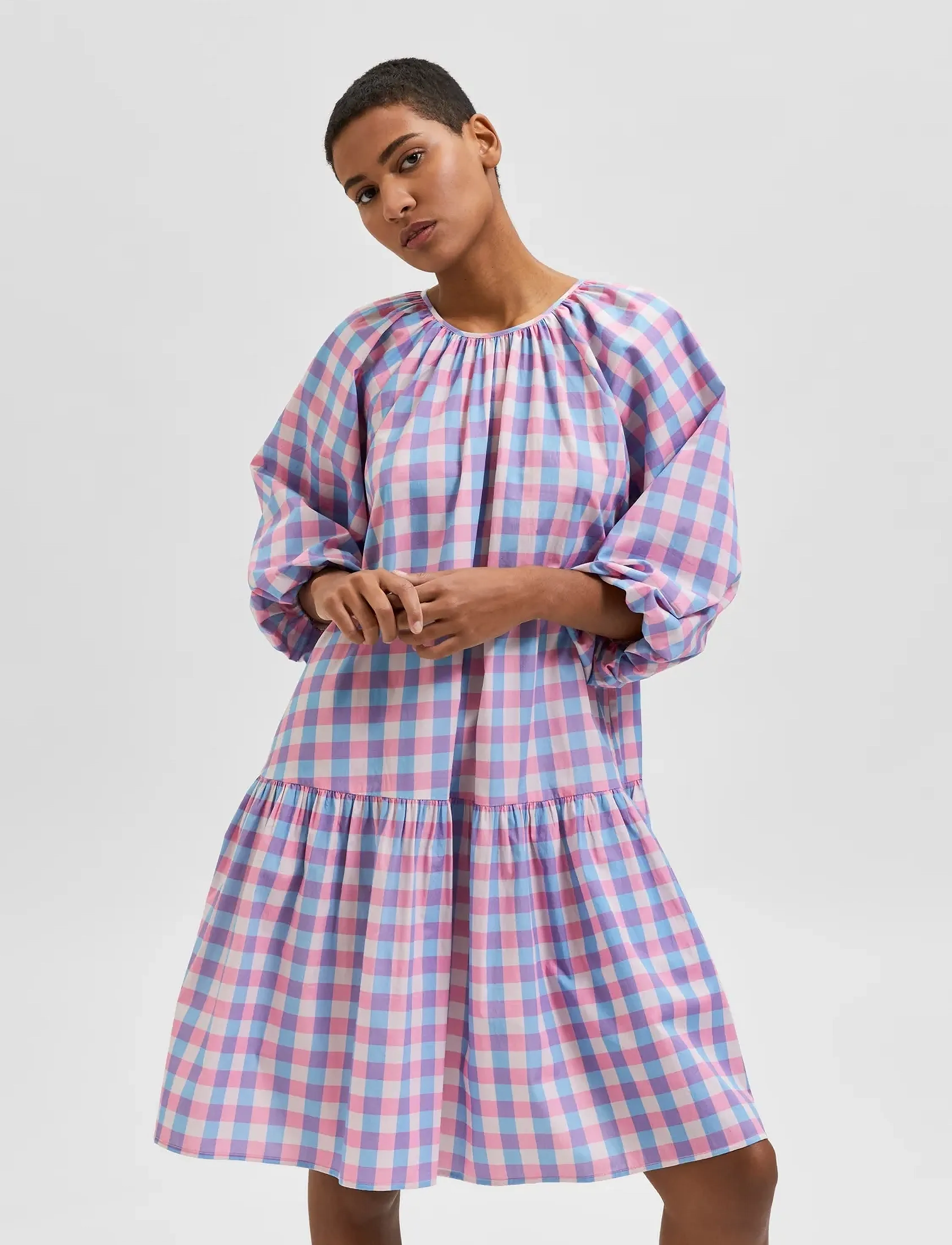 Selected SLFBLAIR 3/4HORT DRESS - Kleidid - VIOLET TULIP / multi