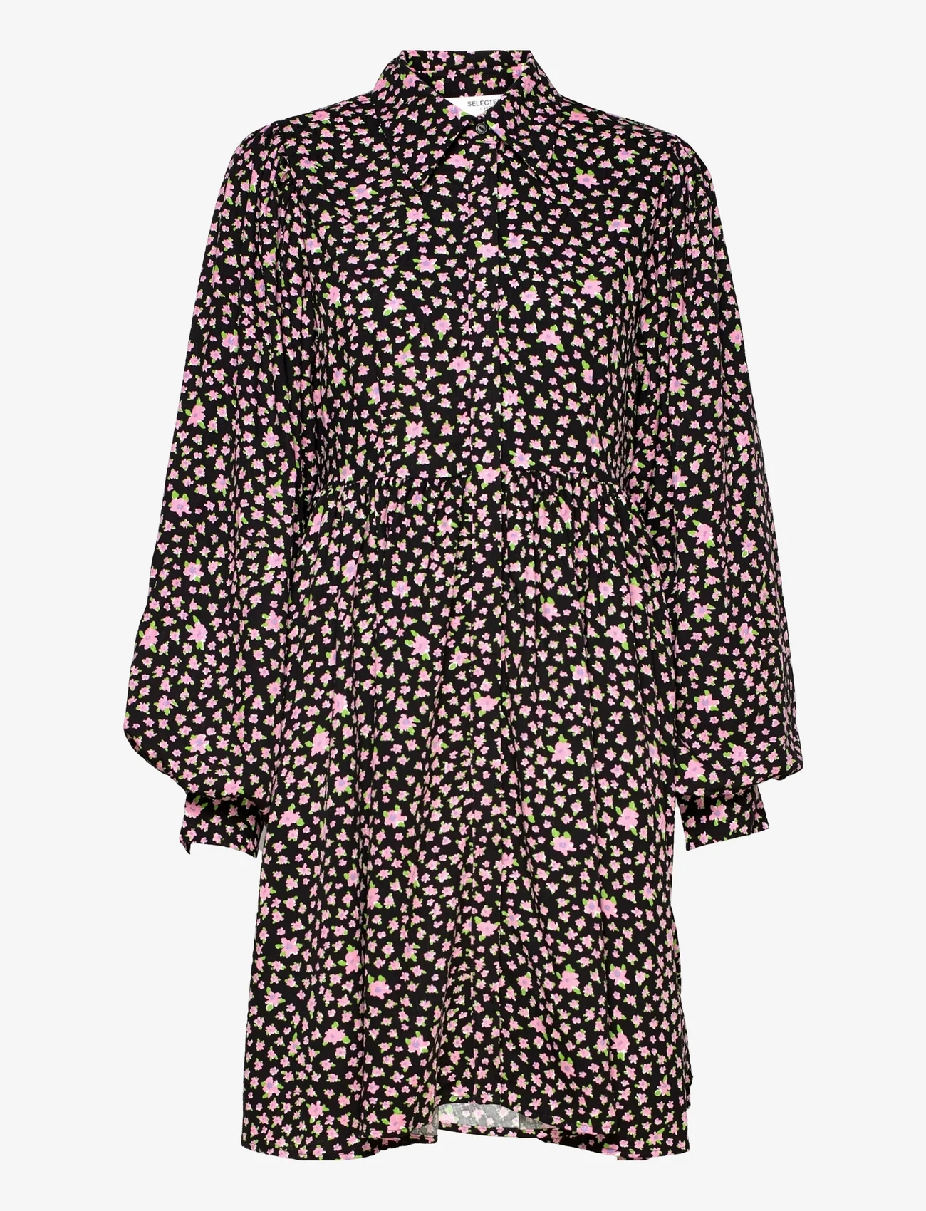 Selected Femme - SLFJUDITA LS SHORT SHIRT DRESS B - hemdkleider - black - 0