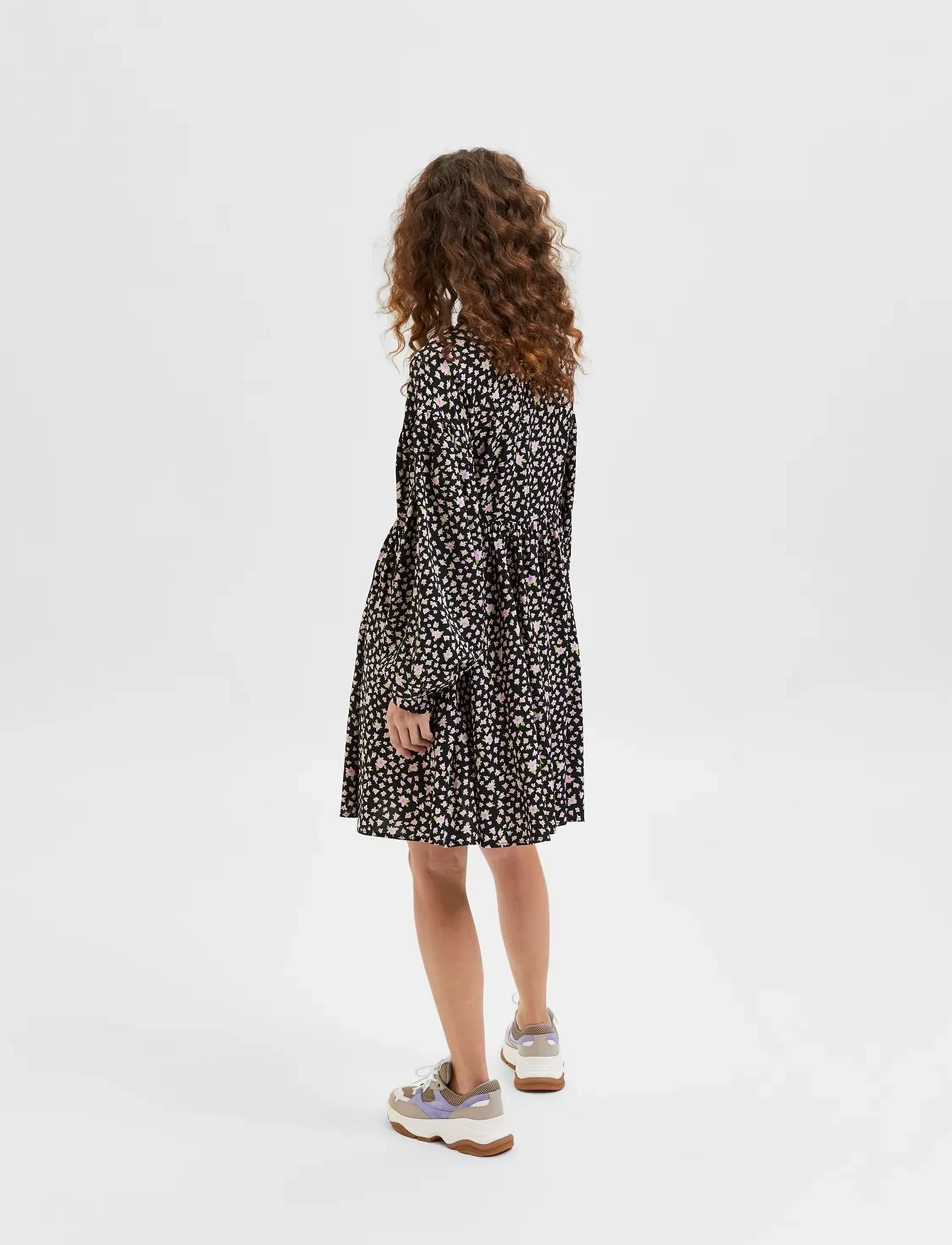 Selected - SLFJUDITA LS SHORT SHIRT DRESS B - skjortekjoler - black - 3