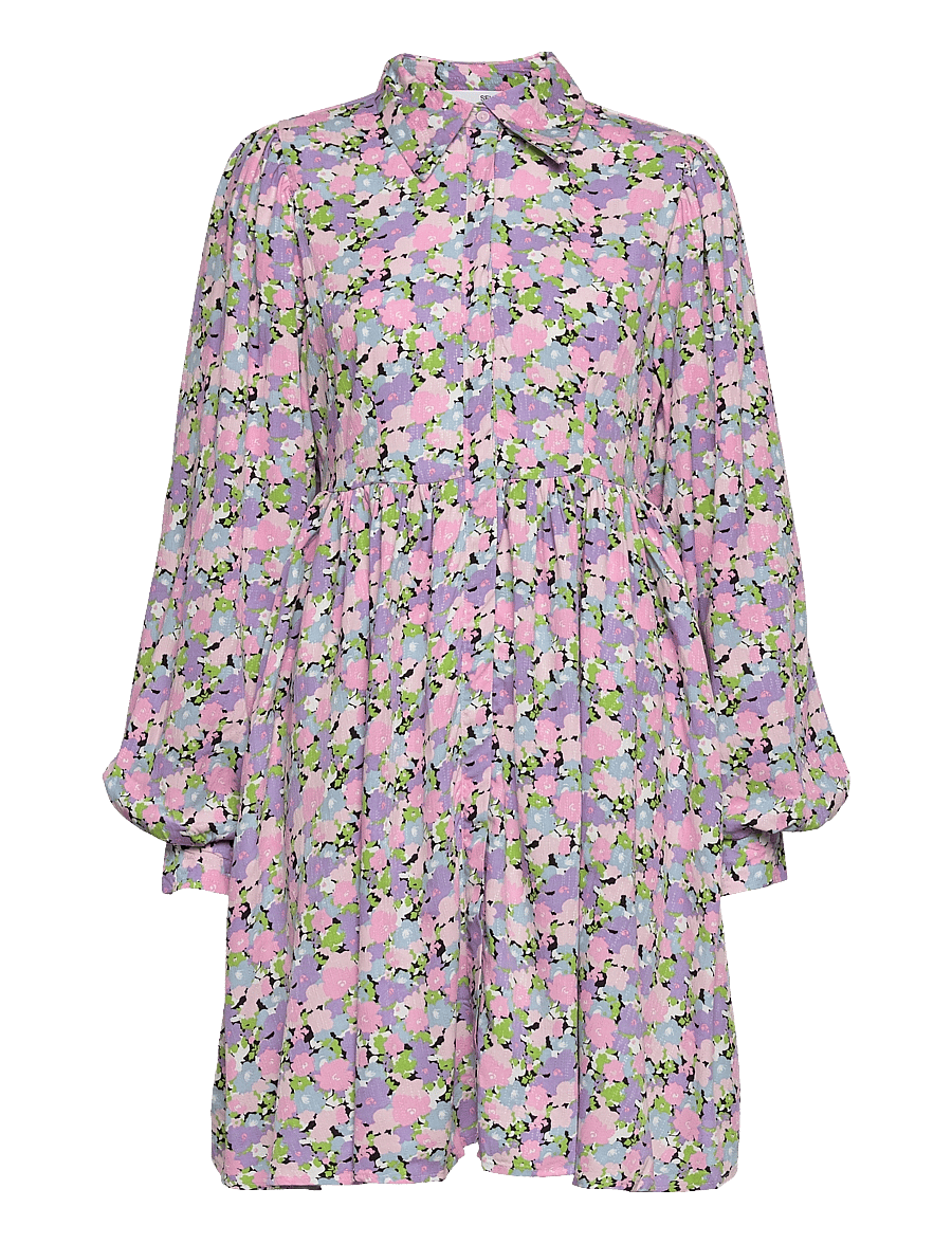 Selected - SLFJUDITA LS SHORT SHIRT DRESS B - robes chemises - violet tulip - 1