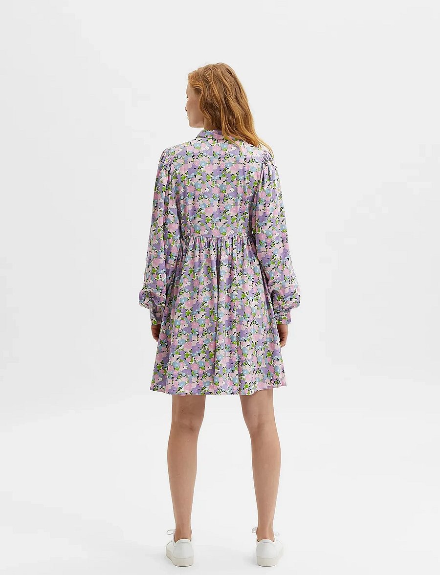 Selected - SLFJUDITA LS SHORT SHIRT DRESS B - robes chemises - violet tulip - 3