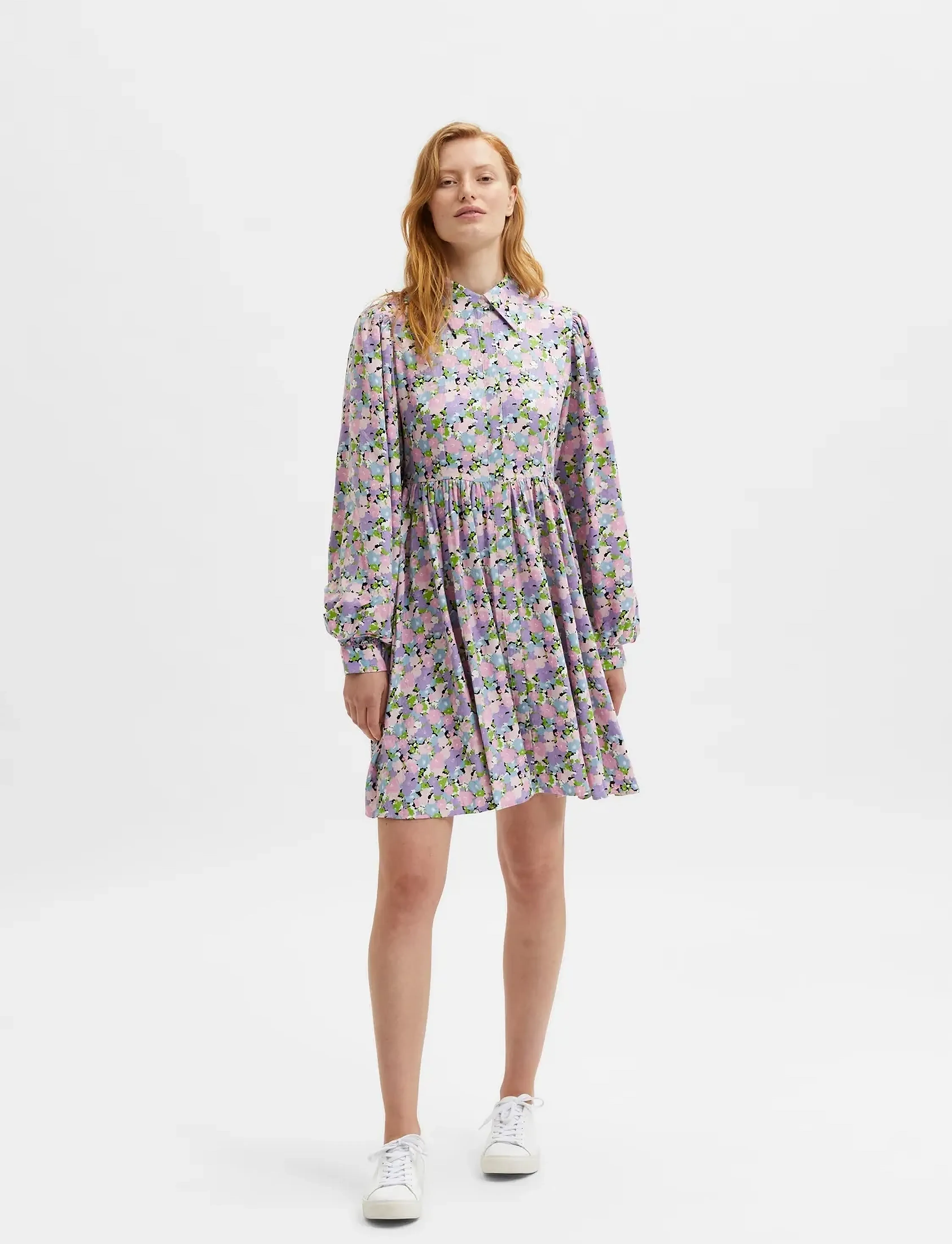 Selected - SLFJUDITA LS SHORT SHIRT DRESS B - robes chemises - violet tulip - 4