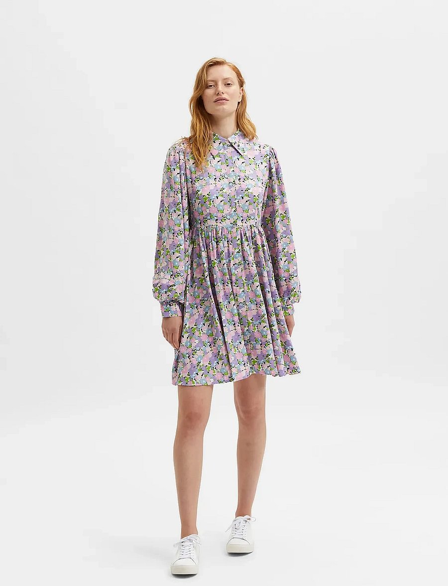 Selected - SLFJUDITA LS SHORT SHIRT DRESS B - robes chemises - violet tulip - 4