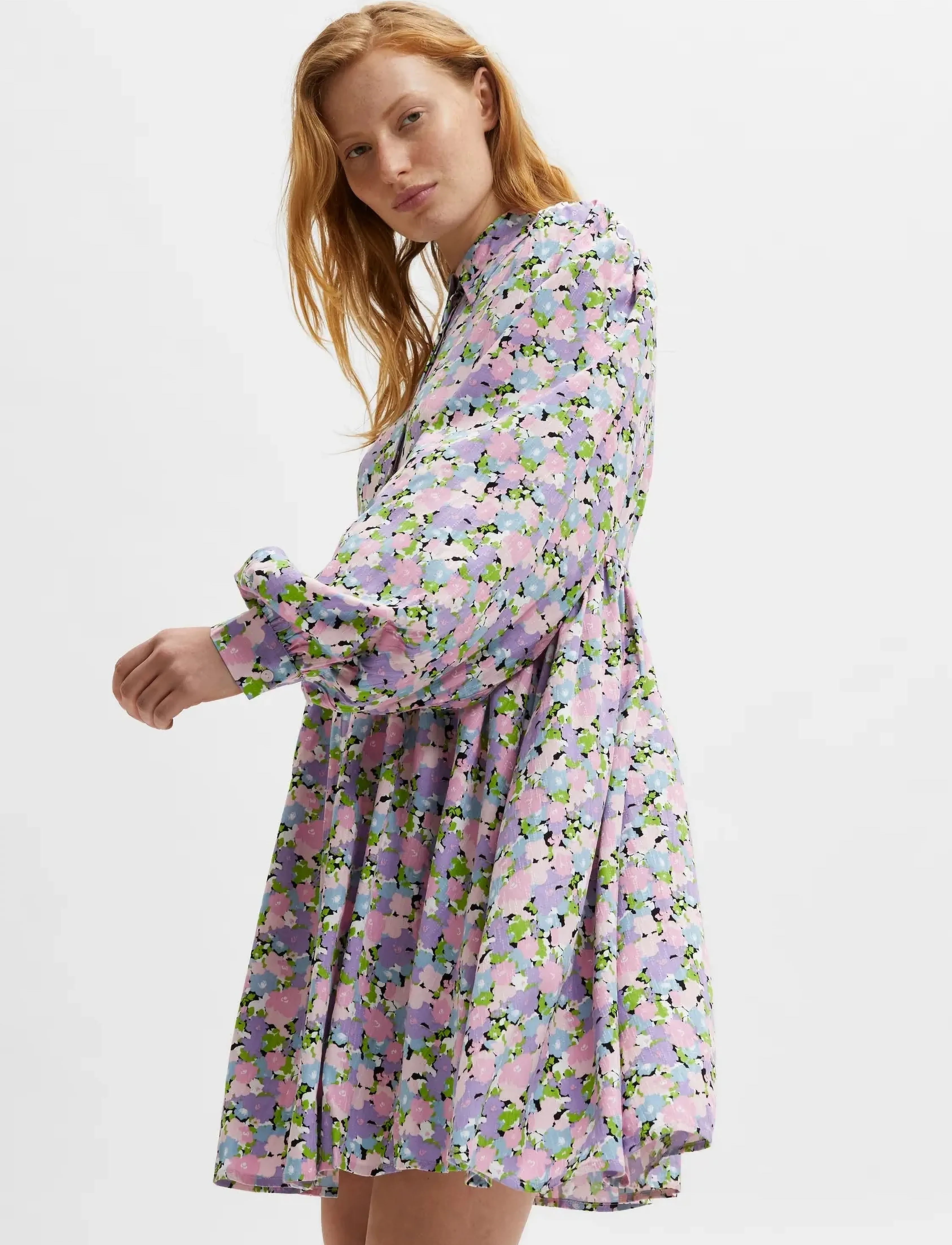 Selected - SLFJUDITA LS SHORT SHIRT DRESS B - robes chemises - violet tulip - 5