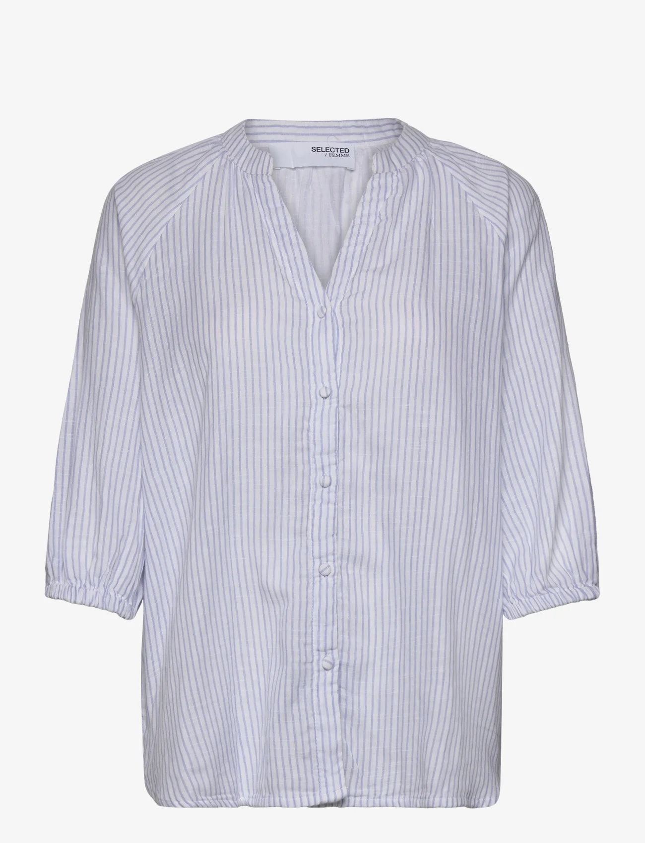 Selected Femme - SLFALBERTA 3/4 SHIRT W - long-sleeved shirts - blue heron - 0