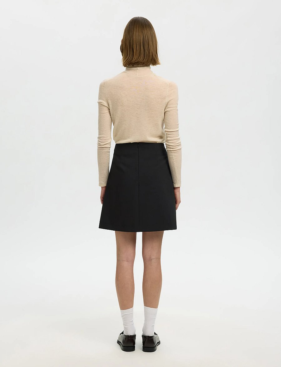 Selected - SLWRITA MW SHORT SKIRT FD NOOS - kurze röcke - black - 3