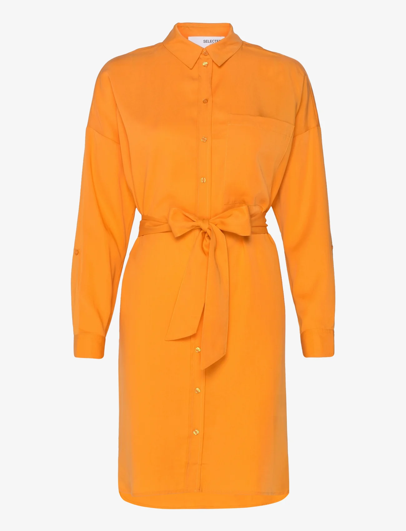 Selected Femme - SLFKIKKI-TONIA LS SHORT DRESS B - marškinių tipo suknelės - iceland poppy - 0