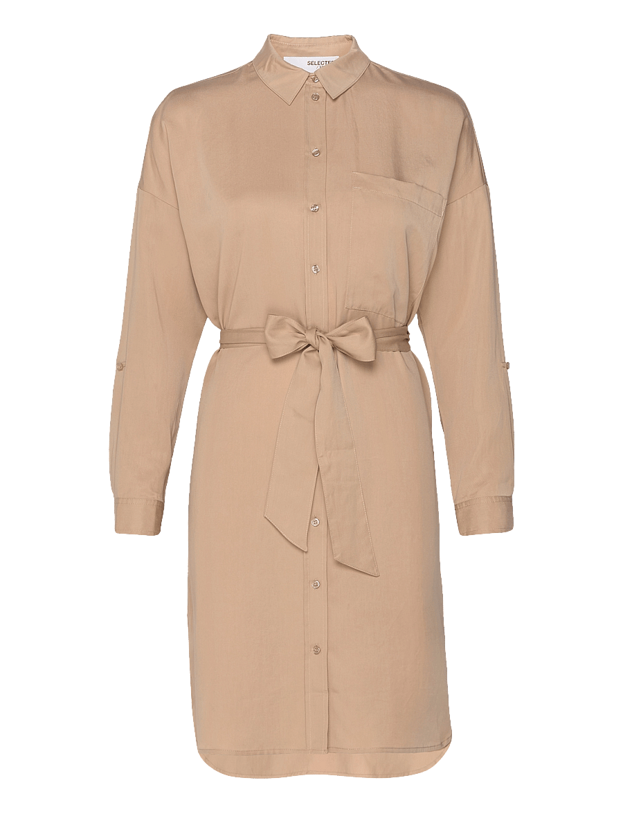 Selected - SLFKIKKI-TONIA LS SHORT DRESS B - robes chemises - nomad - 1