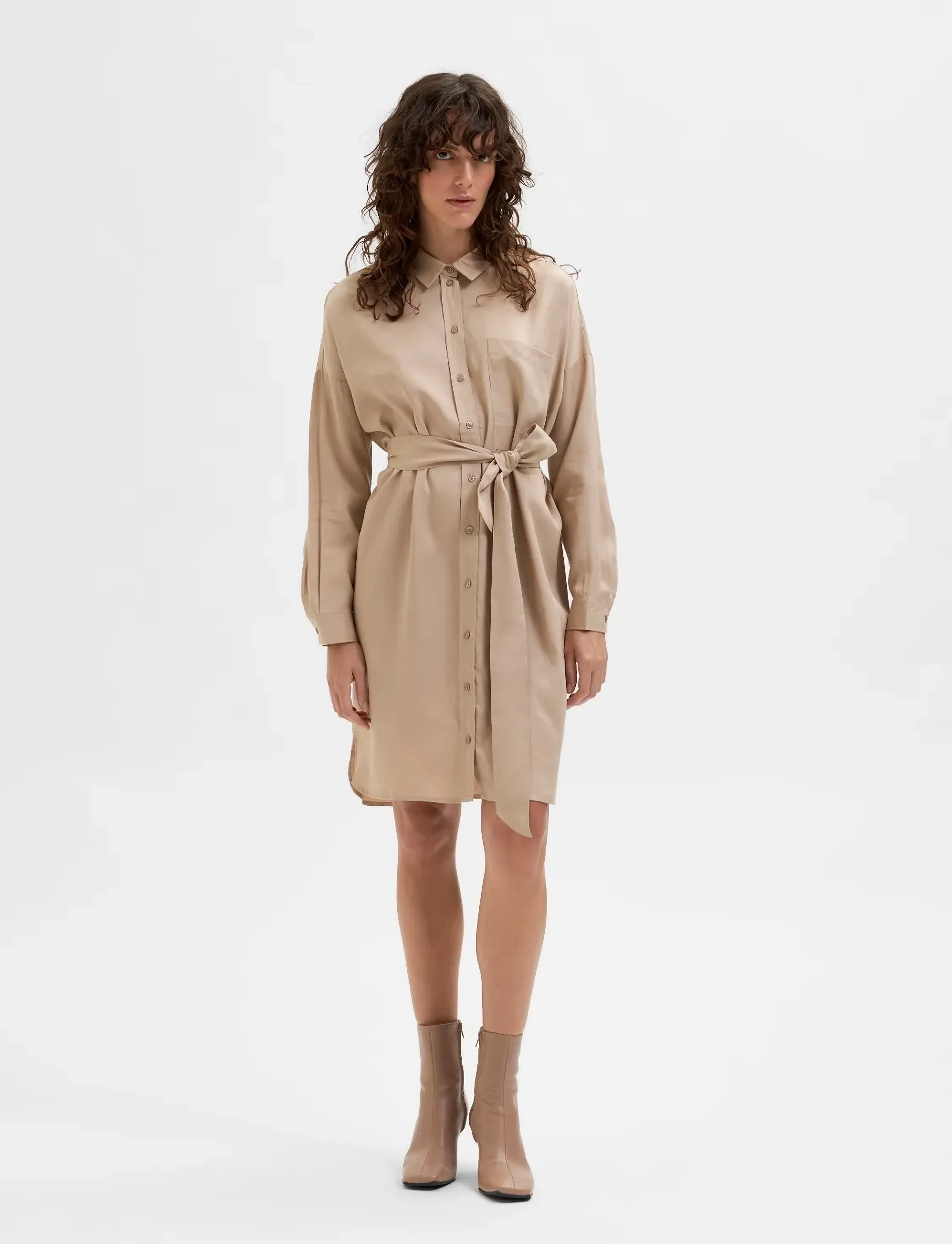 Selected - SLFKIKKI-TONIA LS SHORT DRESS B - robes chemises - nomad - 5