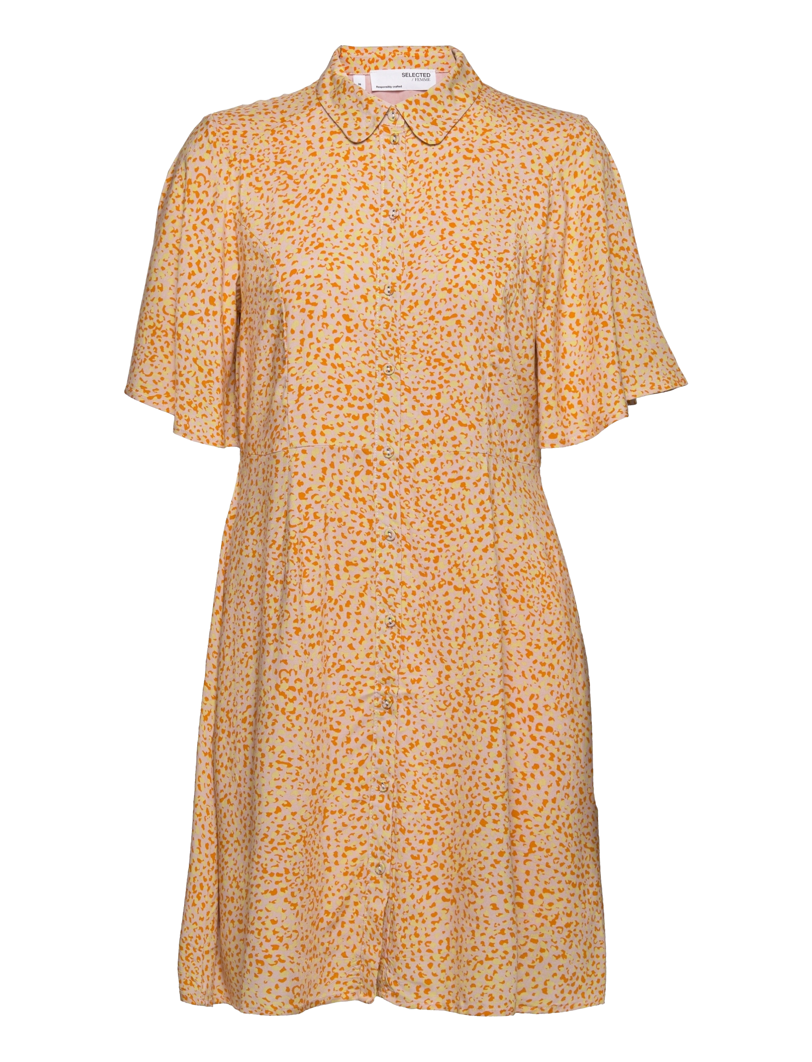 Selected SLFJALINA 2/4 SHORT SHIRT DRESS M - Drabužiai - CHALK PINK / beige