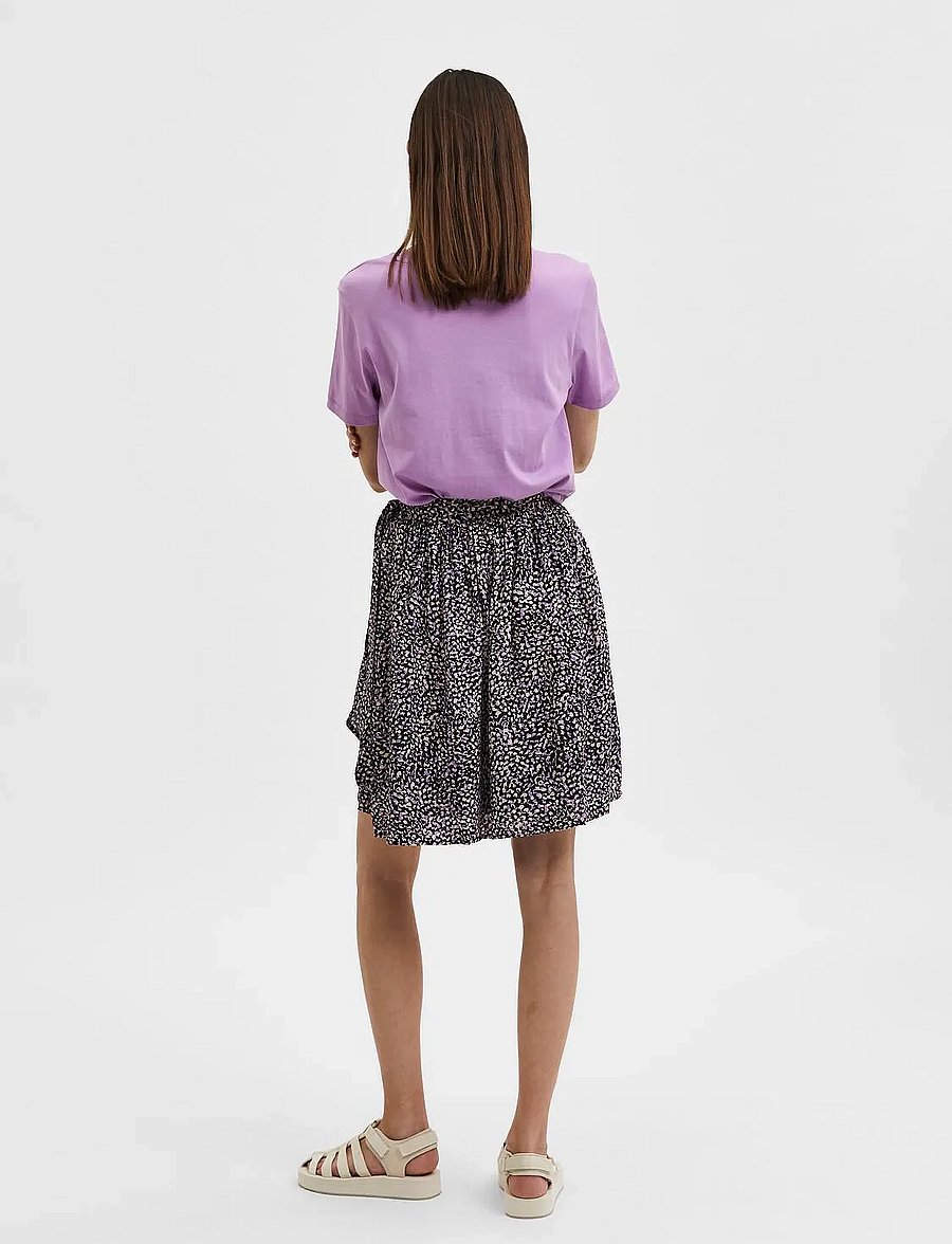 Selected - SLFJALINA HW SHORT WRAP SKIRT M - slå-om-nederdele - black - 3