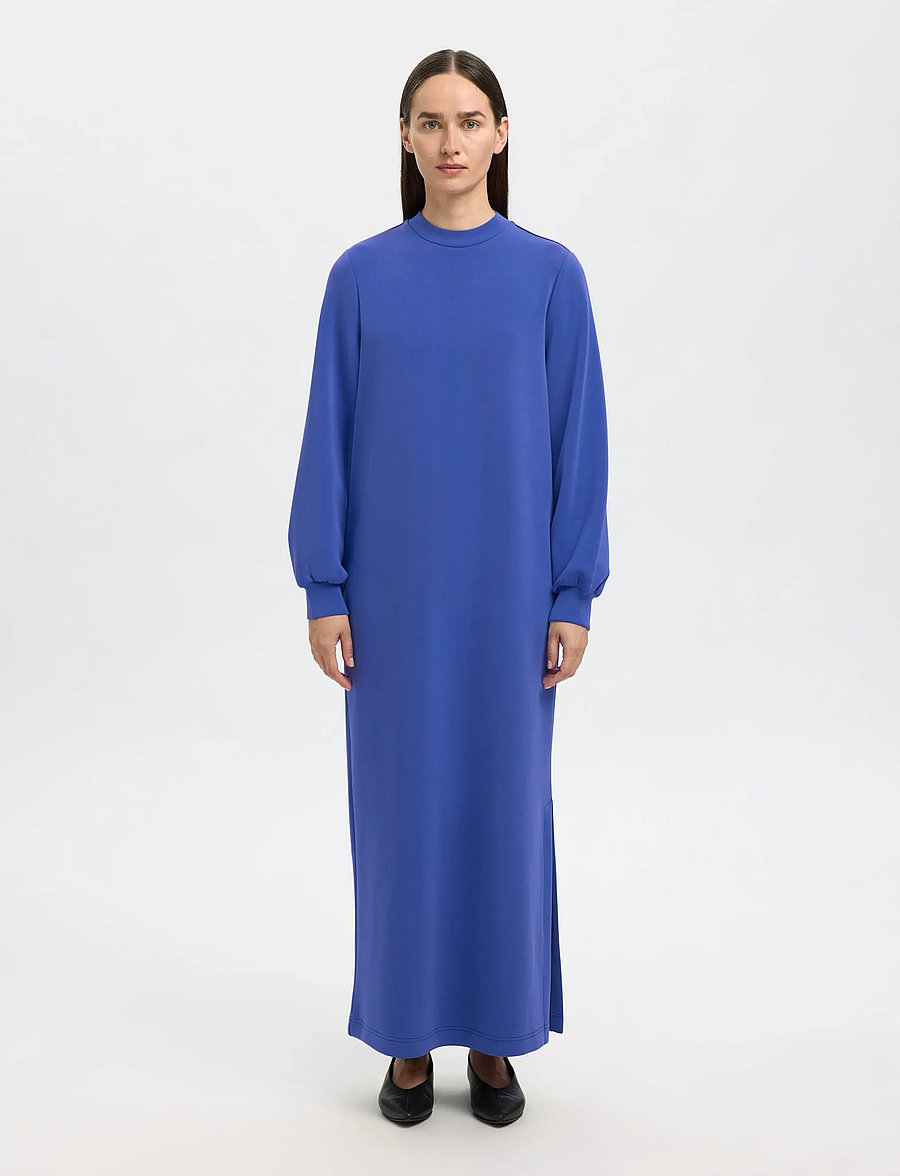 Selected - SLFTENNY LS O-NECK ANKLE DRESS - iltapuvut - dazzling blue - 3