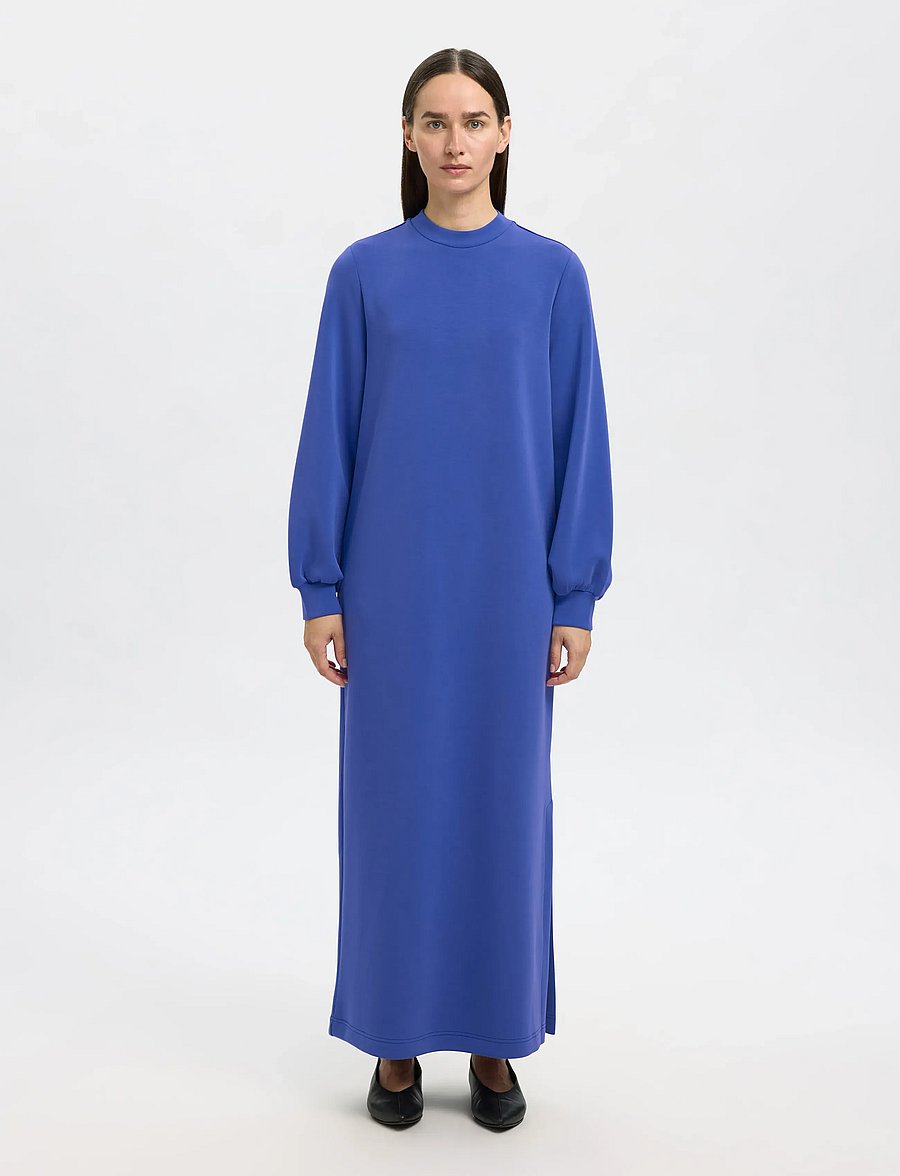 Selected - SLFTENNY LS O-NECK ANKLE DRESS - iltapuvut - dazzling blue - 5