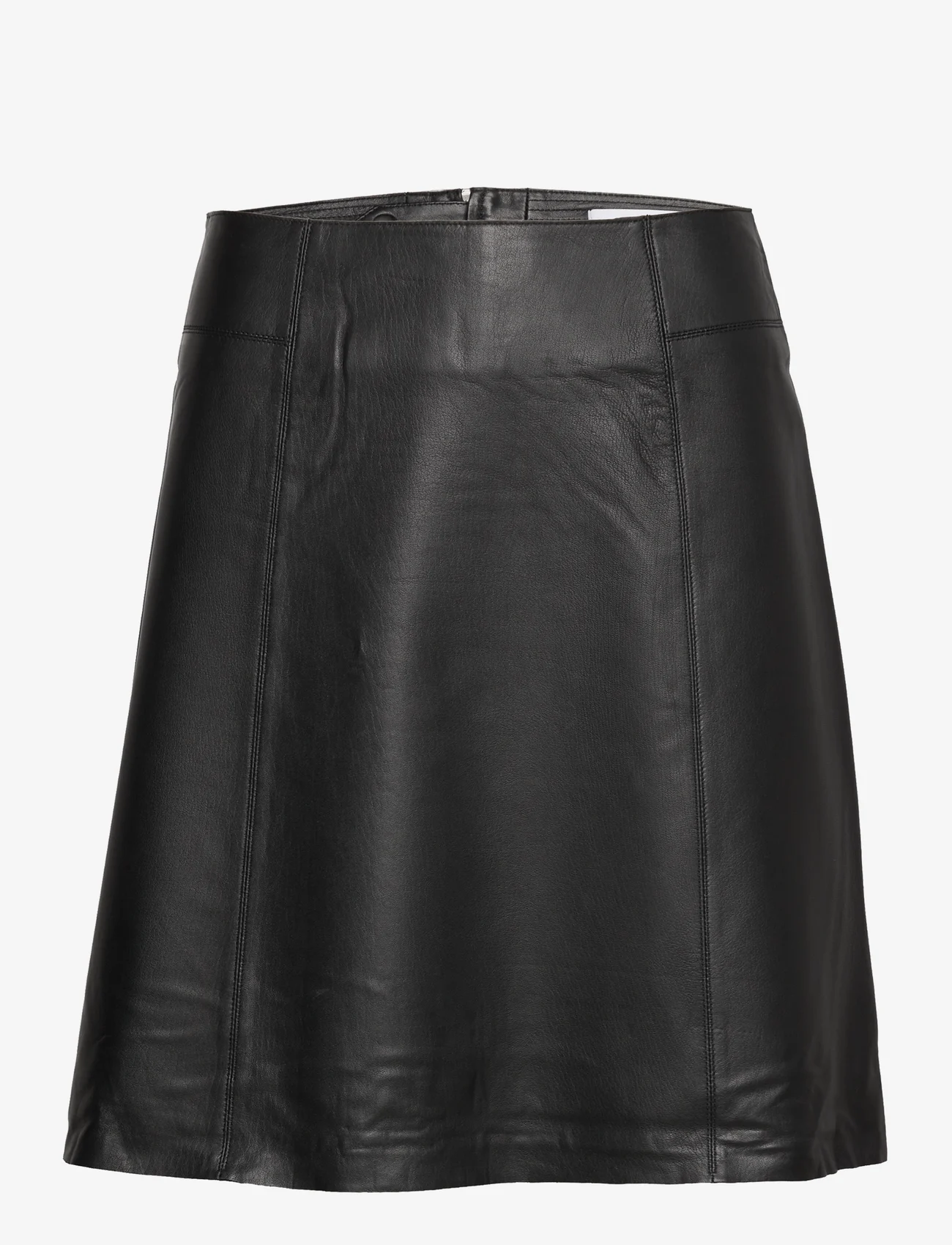 Selected Femme - SLFNEW IBI MW LEATHER SKIRT B NOOS - nederdele i læder - black - 0