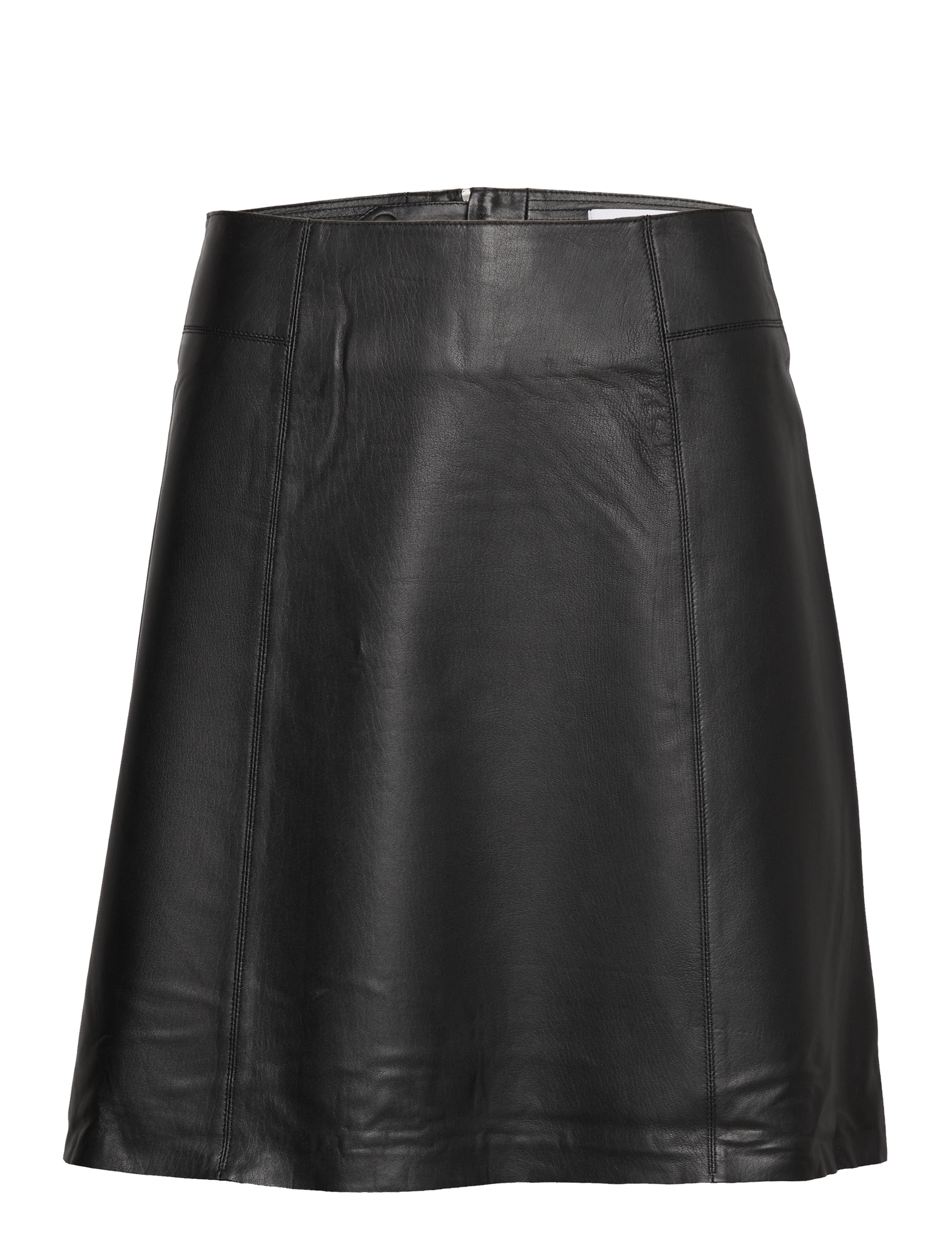 Selected SLWNEW IBI MW LEATHER SKIRT B NOOS - Lædernederdele - BLACK / black