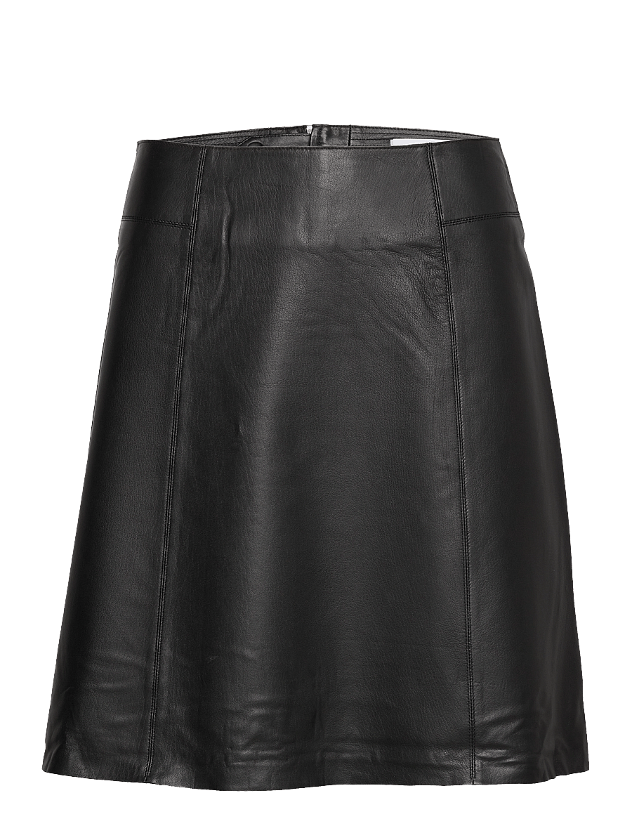 Selected - SLFNEW IBI MW LEATHER SKIRT B NOOS - leather skirts - black - 1