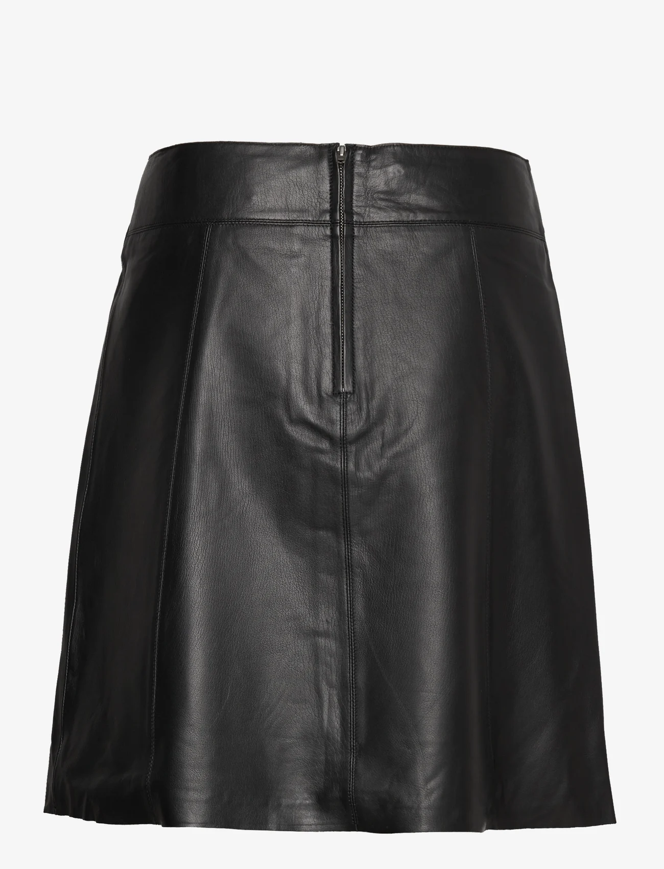 Selected Femme - SLFNEW IBI MW LEATHER SKIRT B NOOS - nederdele i læder - black - 1