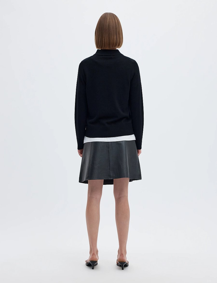 Selected - SLWNEW IBI MW LEATHER SKIRT B NOOS - lædernederdele - black - 3